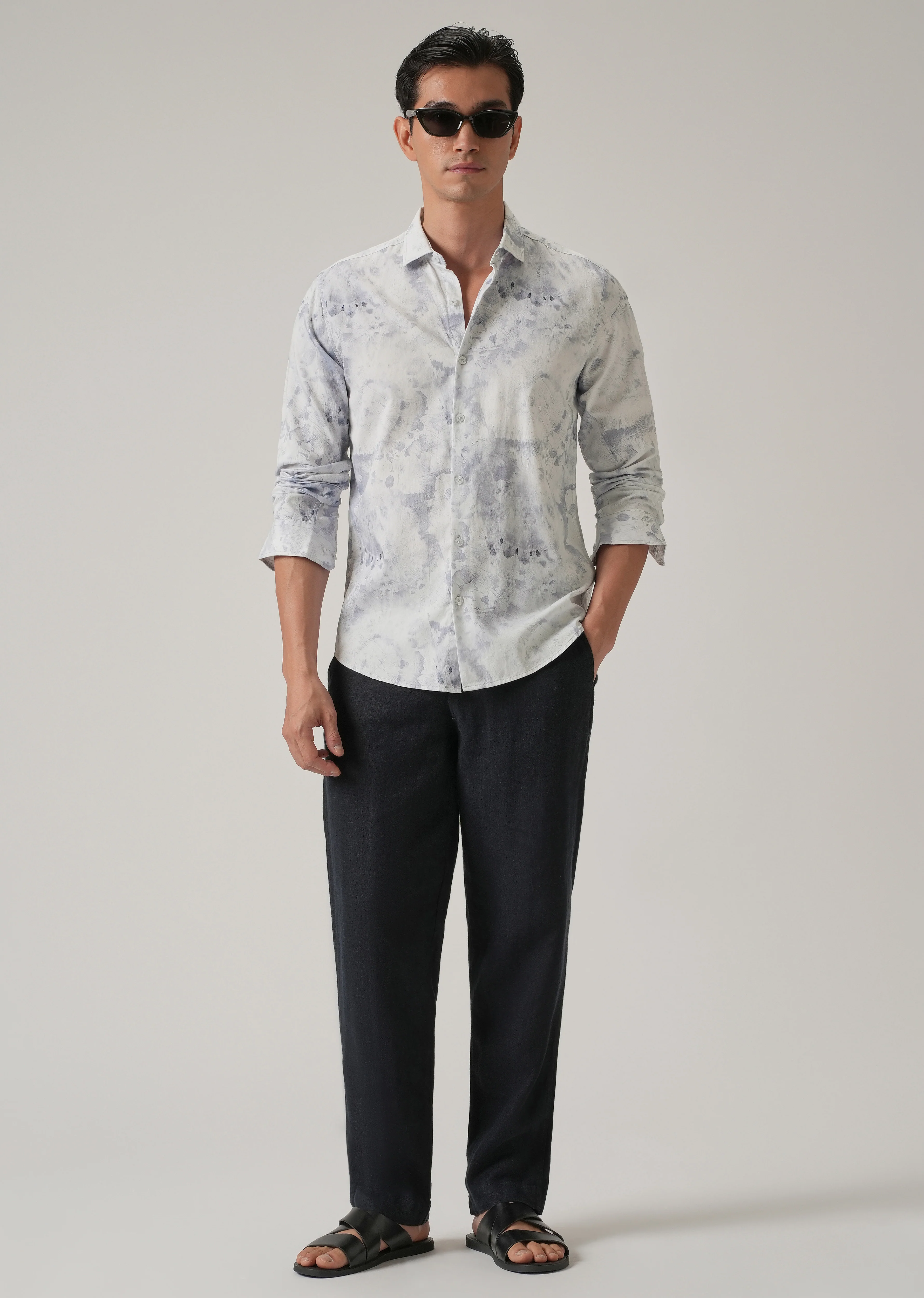 Ink Blue Print Shirt - Image 6