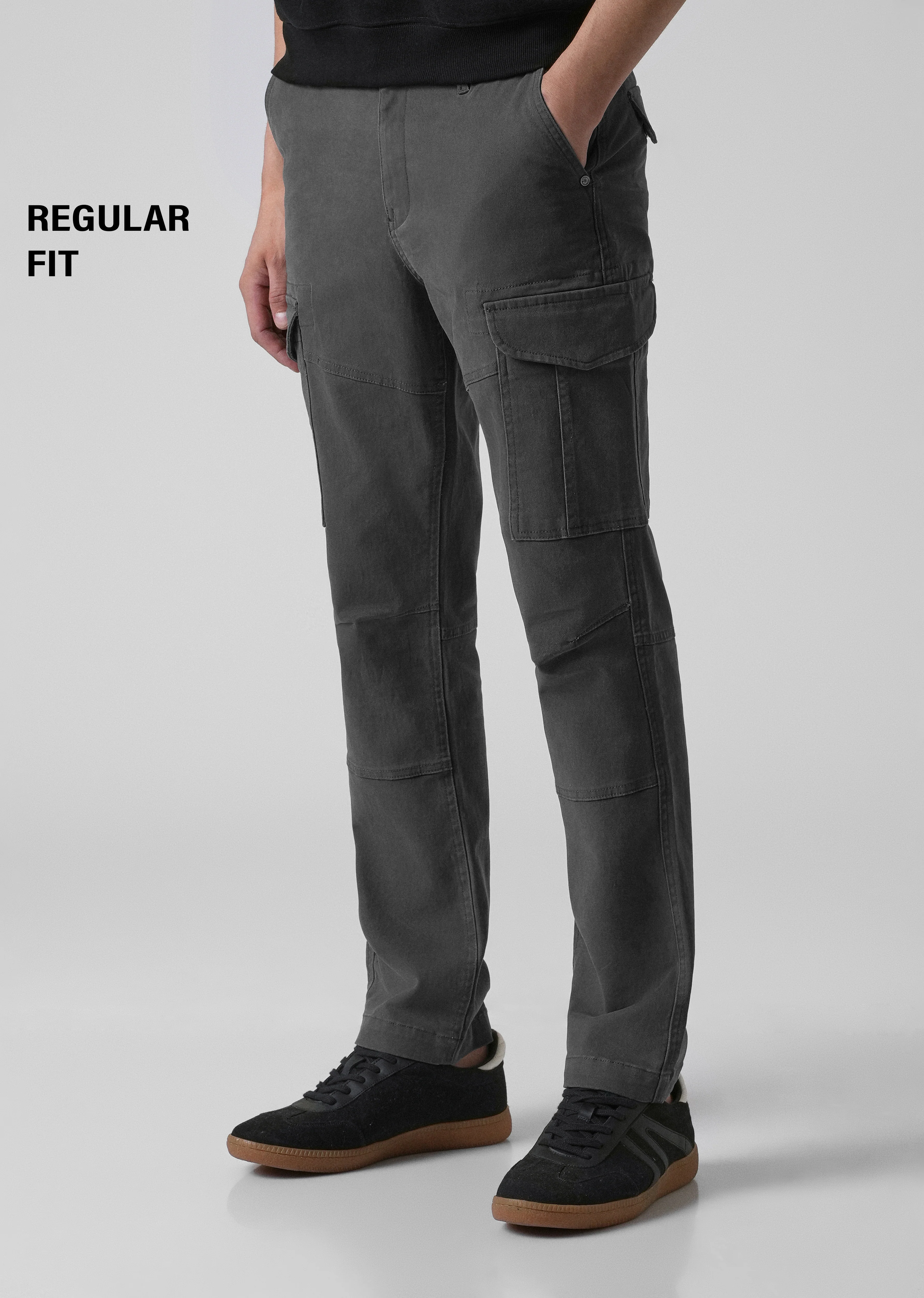 Iron Grey Regular Fit Cargo Pant - Image 7