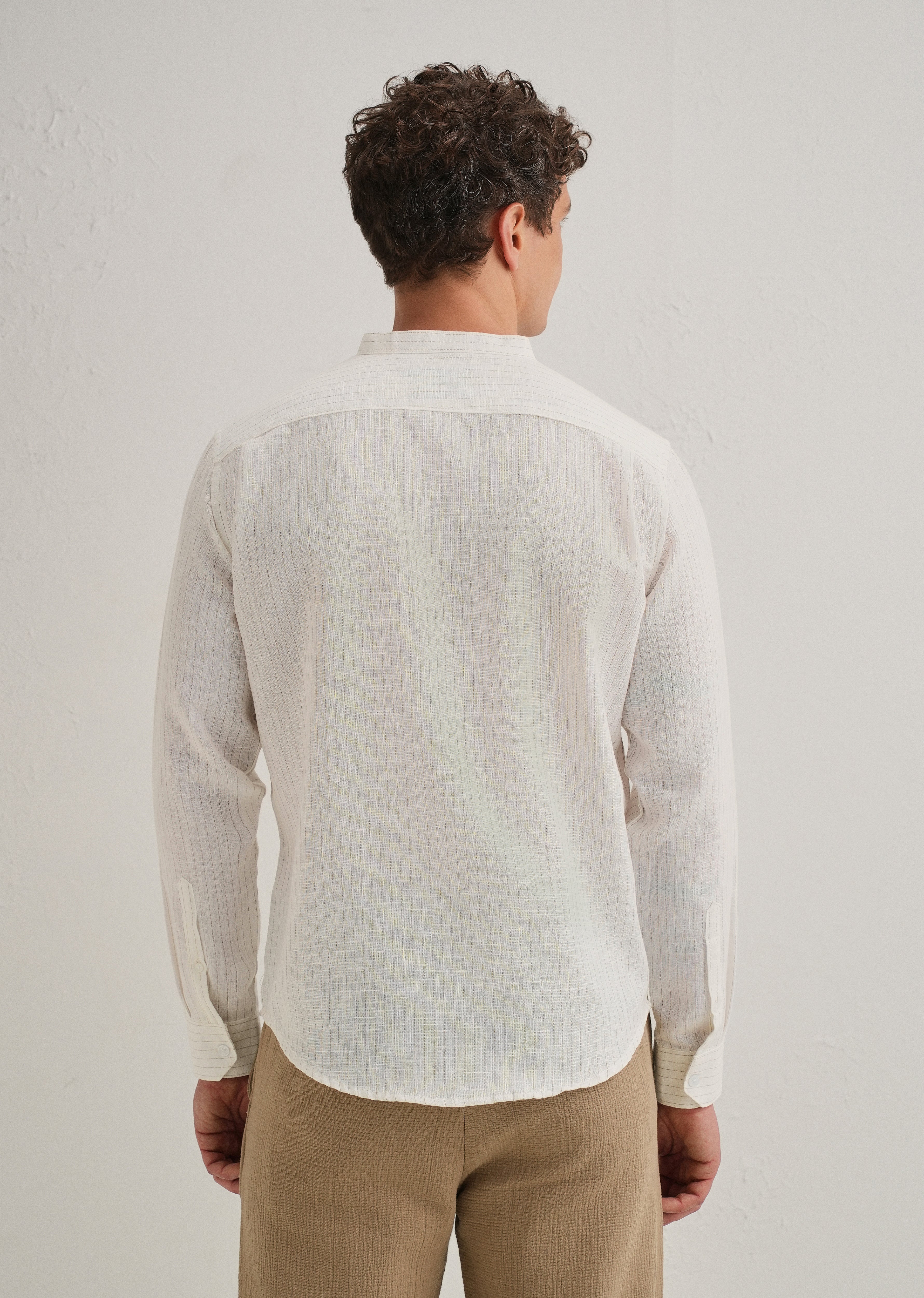 Ivory Cotton Blended Stripe Shirt - Image 4