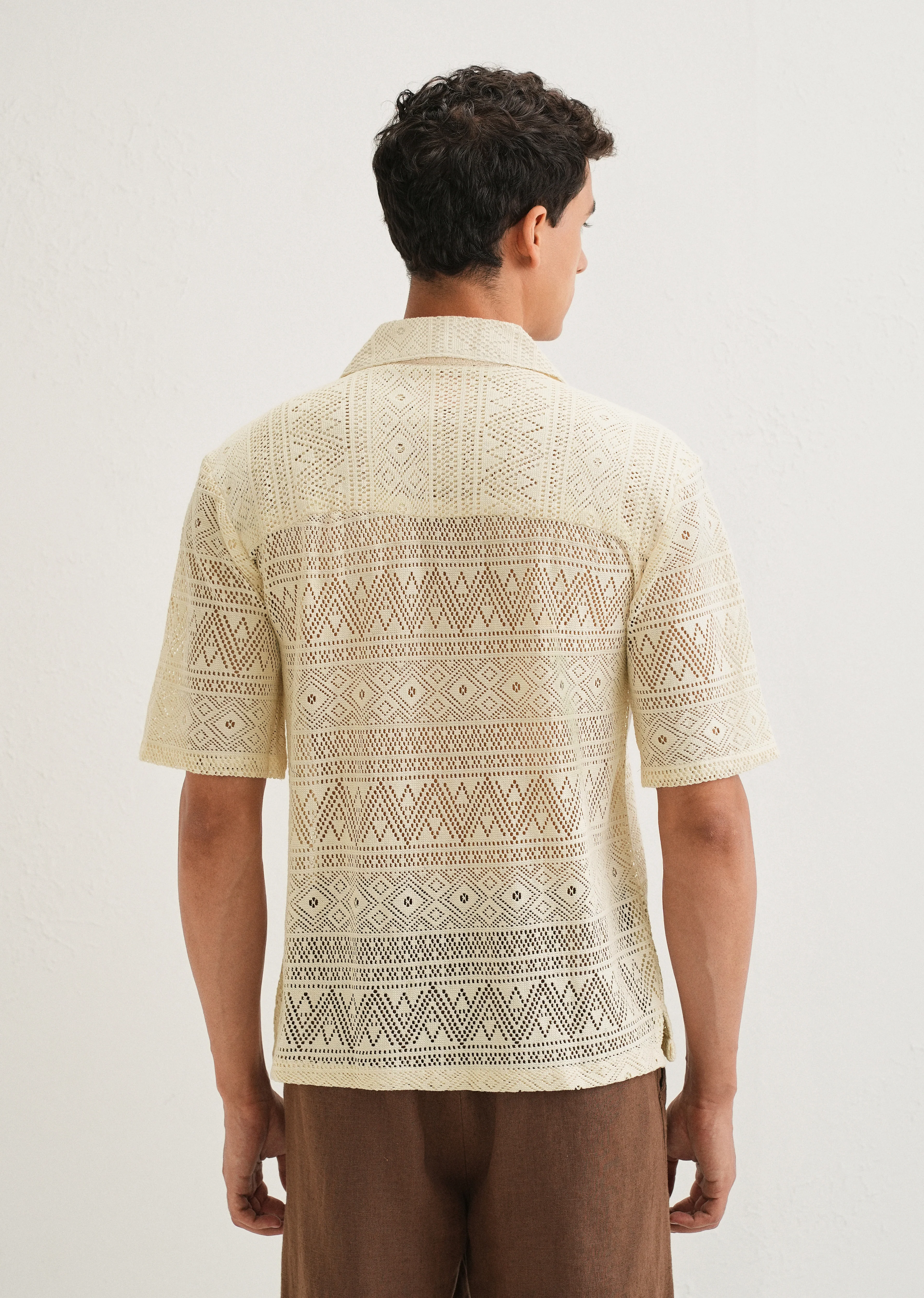 Ivory Cream Crochet Shirt - Image 2