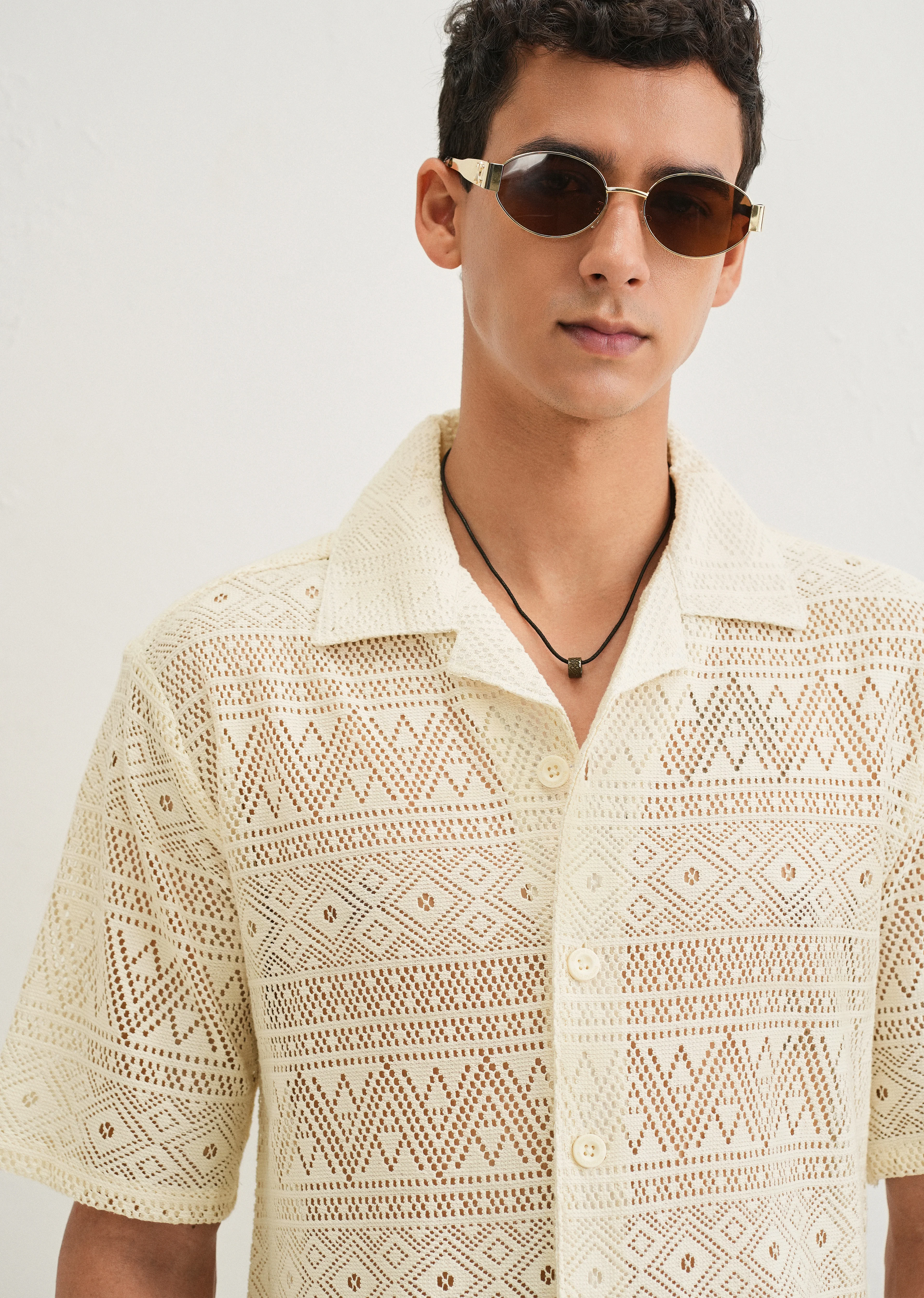 Ivory Cream Crochet Shirt - Image 5