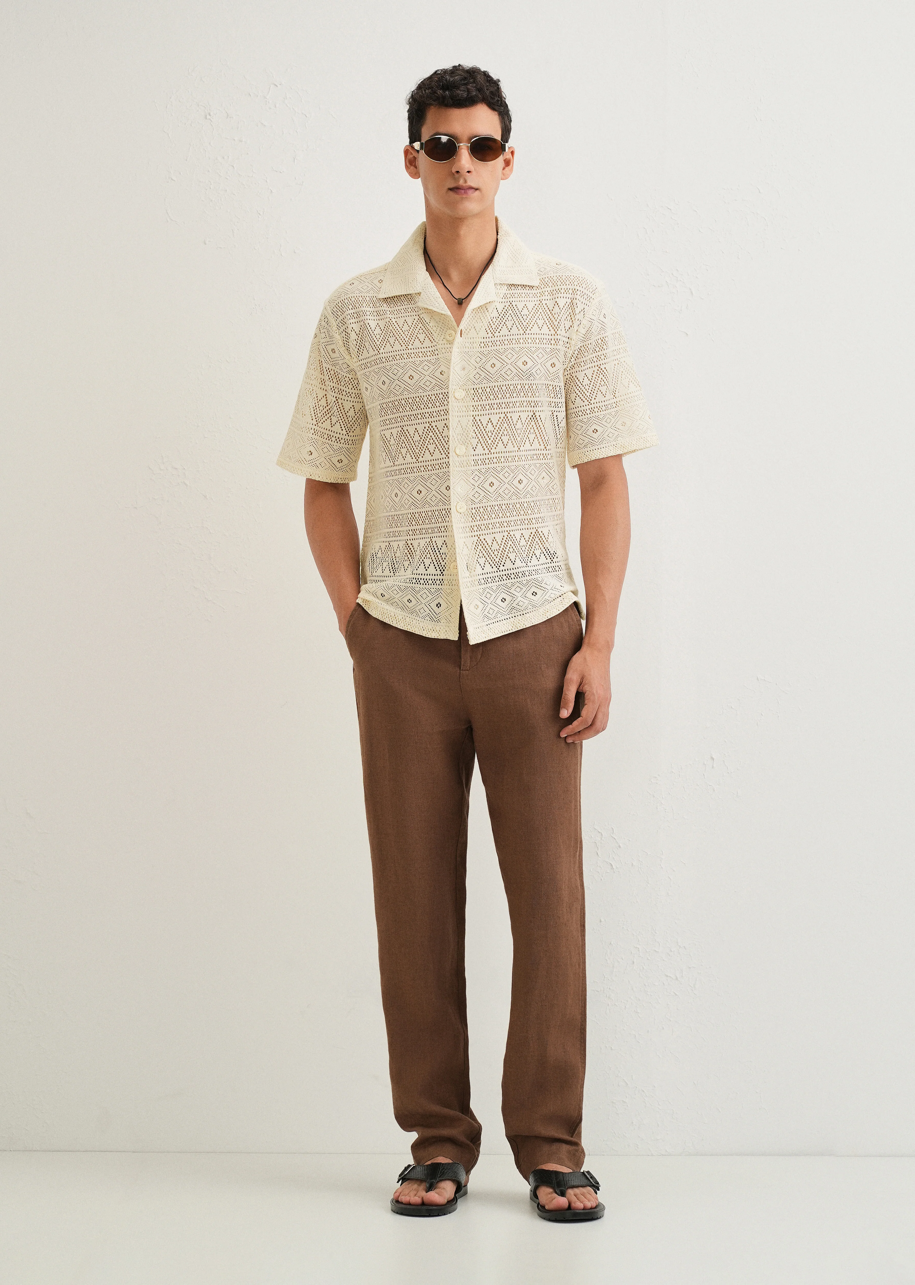 Ivory Cream Crochet Shirt - Image 6