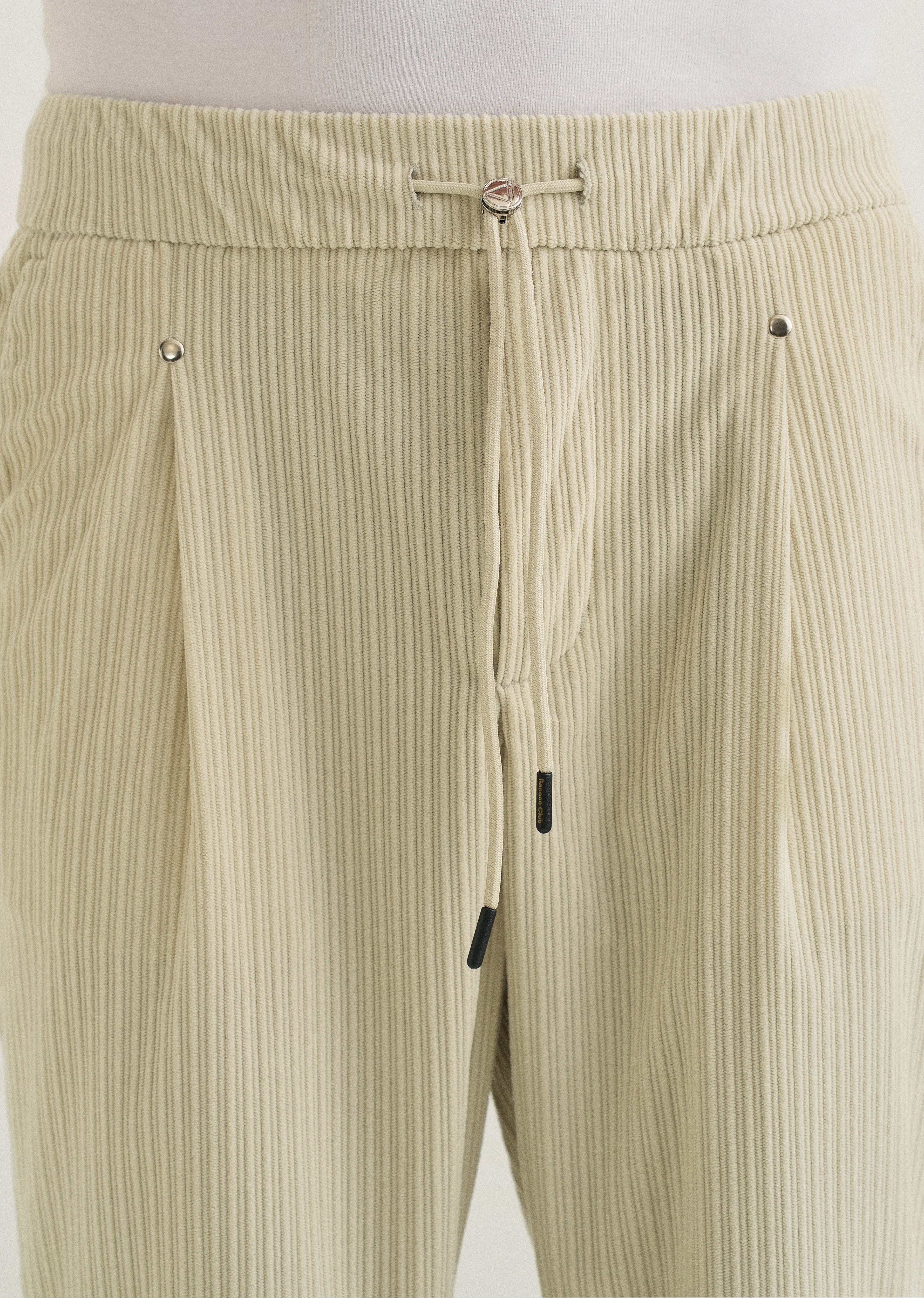 Ivory Cream Drawstring Corduroy Pant - Image 5