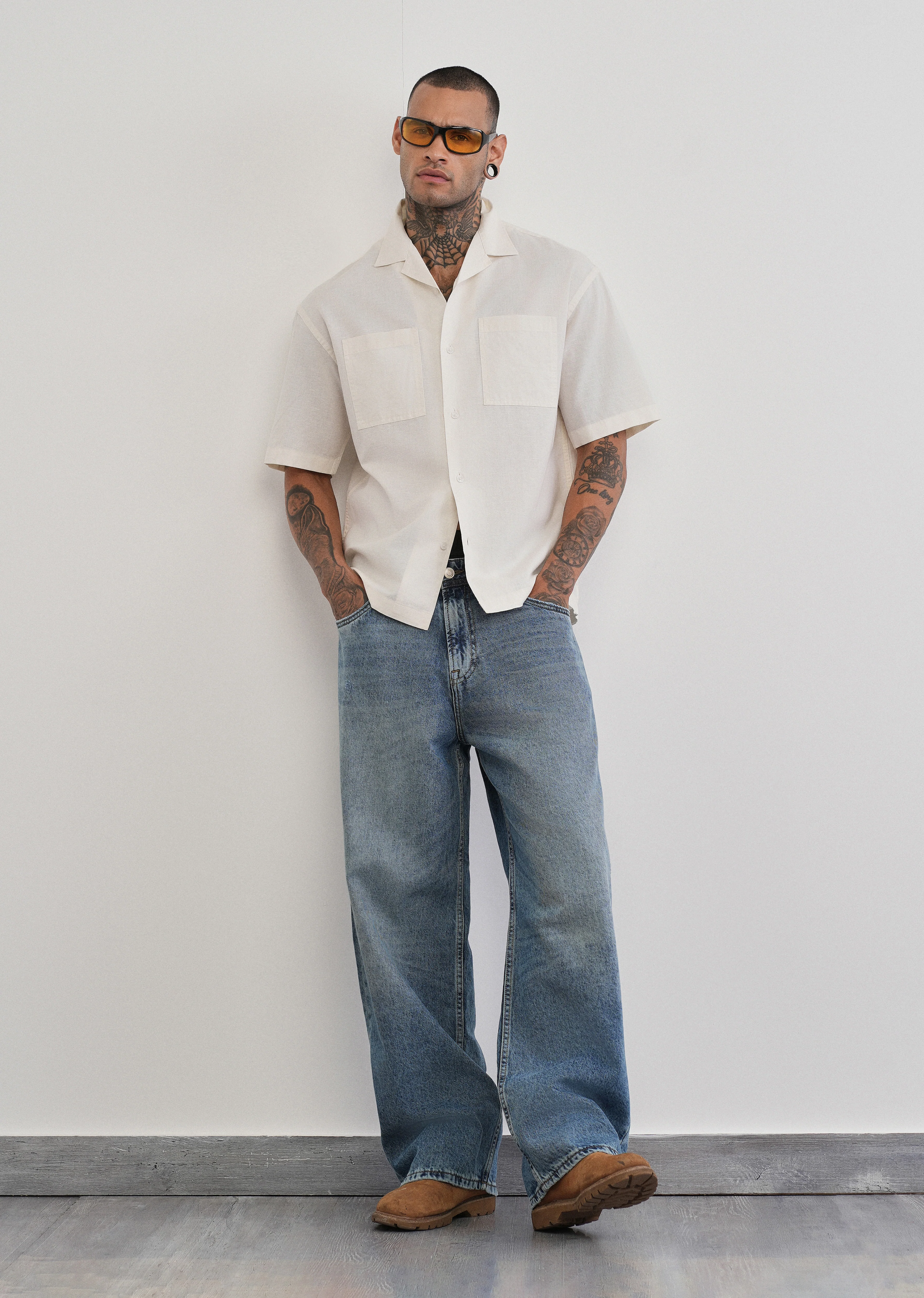 Ivory Double Pocket Cotton Linen Shirt - Image 8