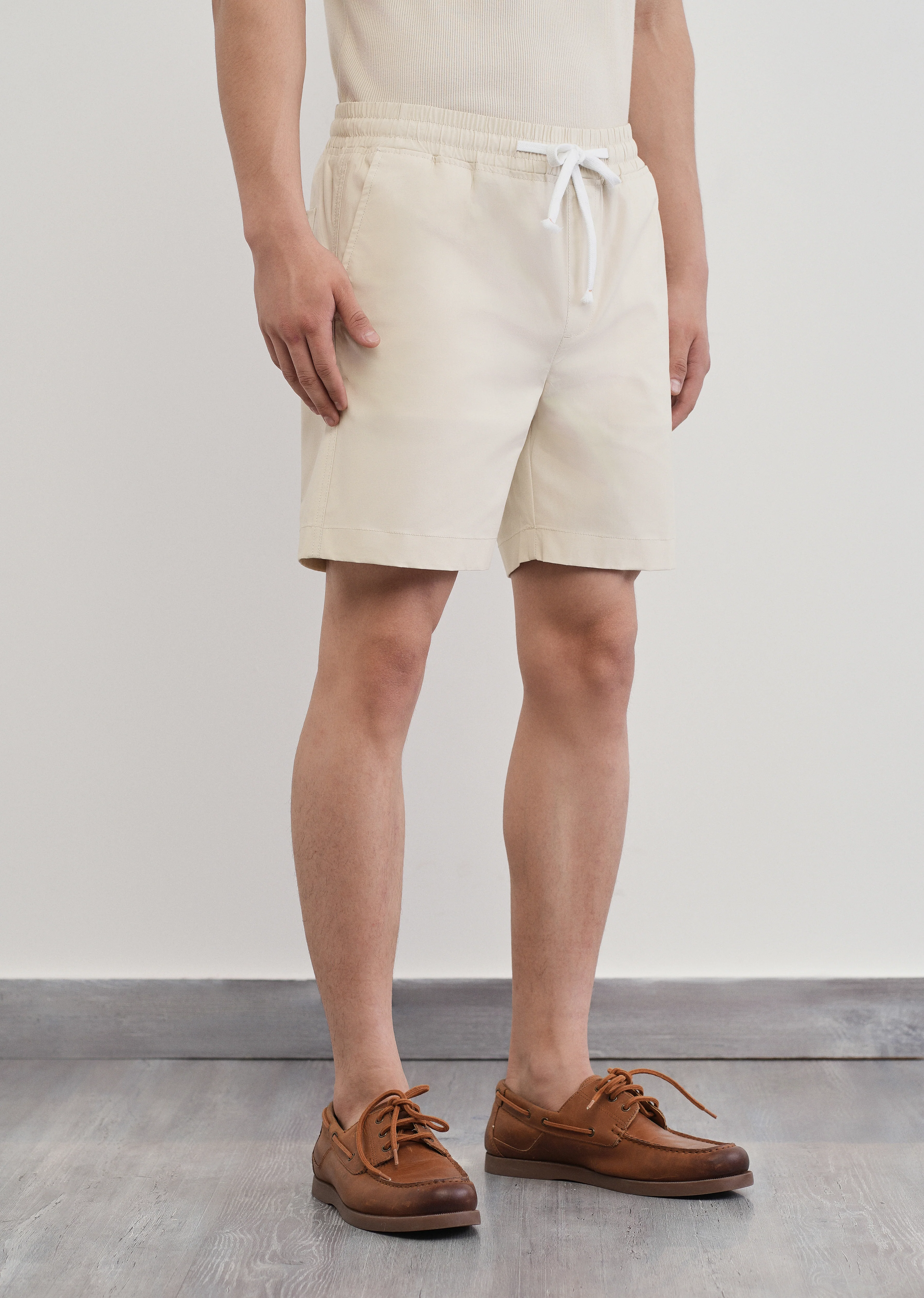 Ivory Drawstring Cotton Shorts - Image 4