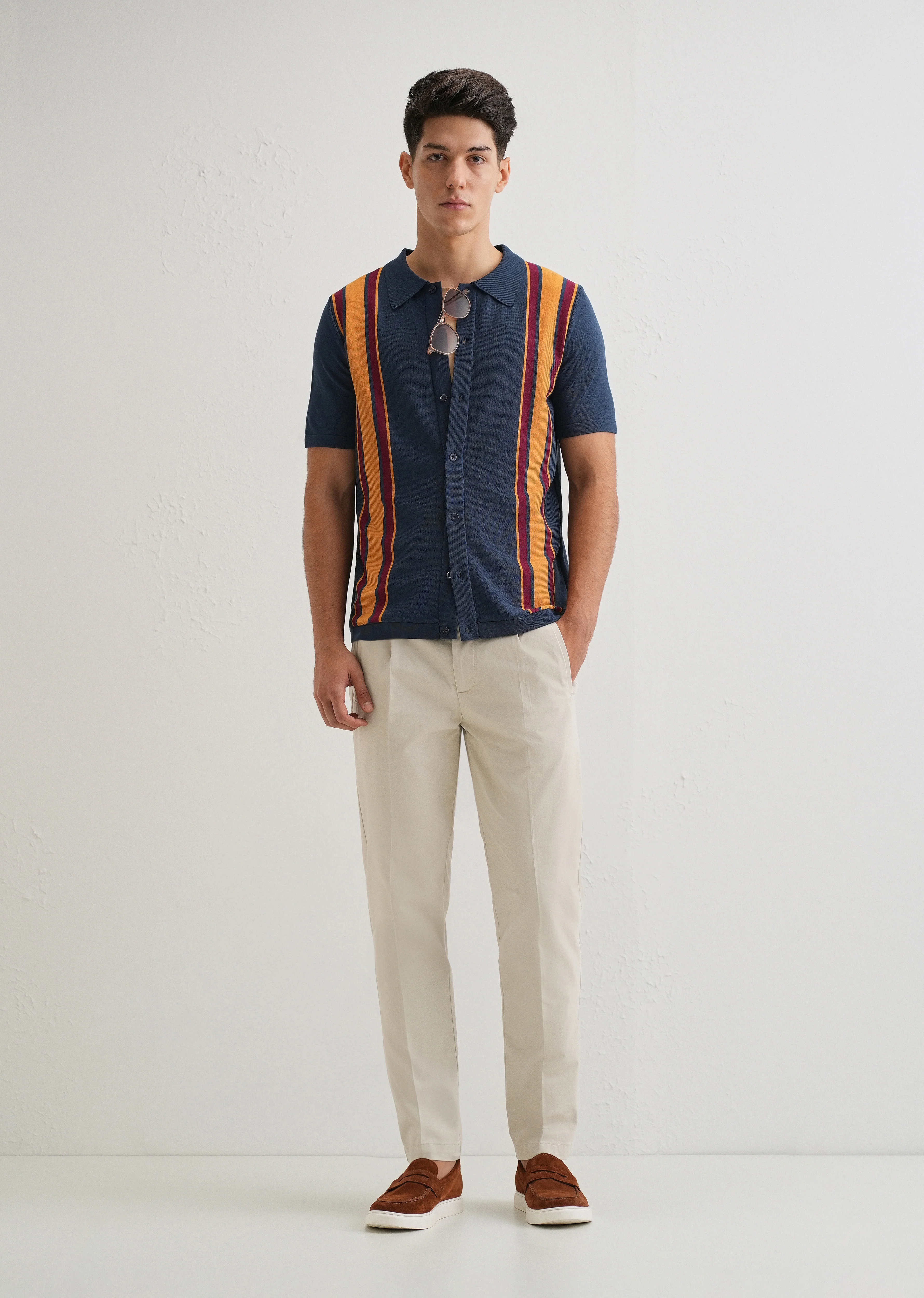 Ivory Plain Pleated Chinos - Image 6
