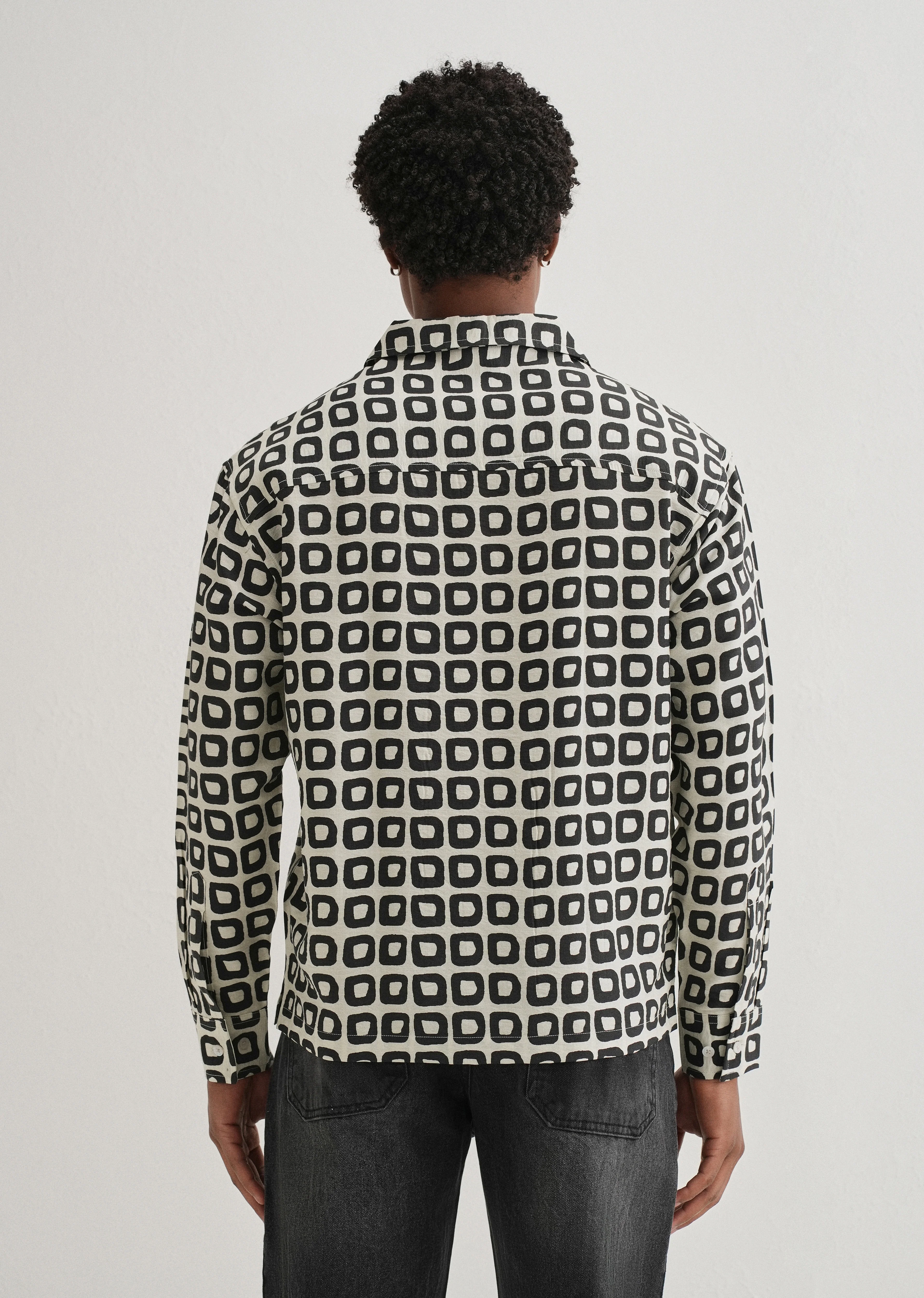 Ivory Retro Grid Printed Shirt - Image 2