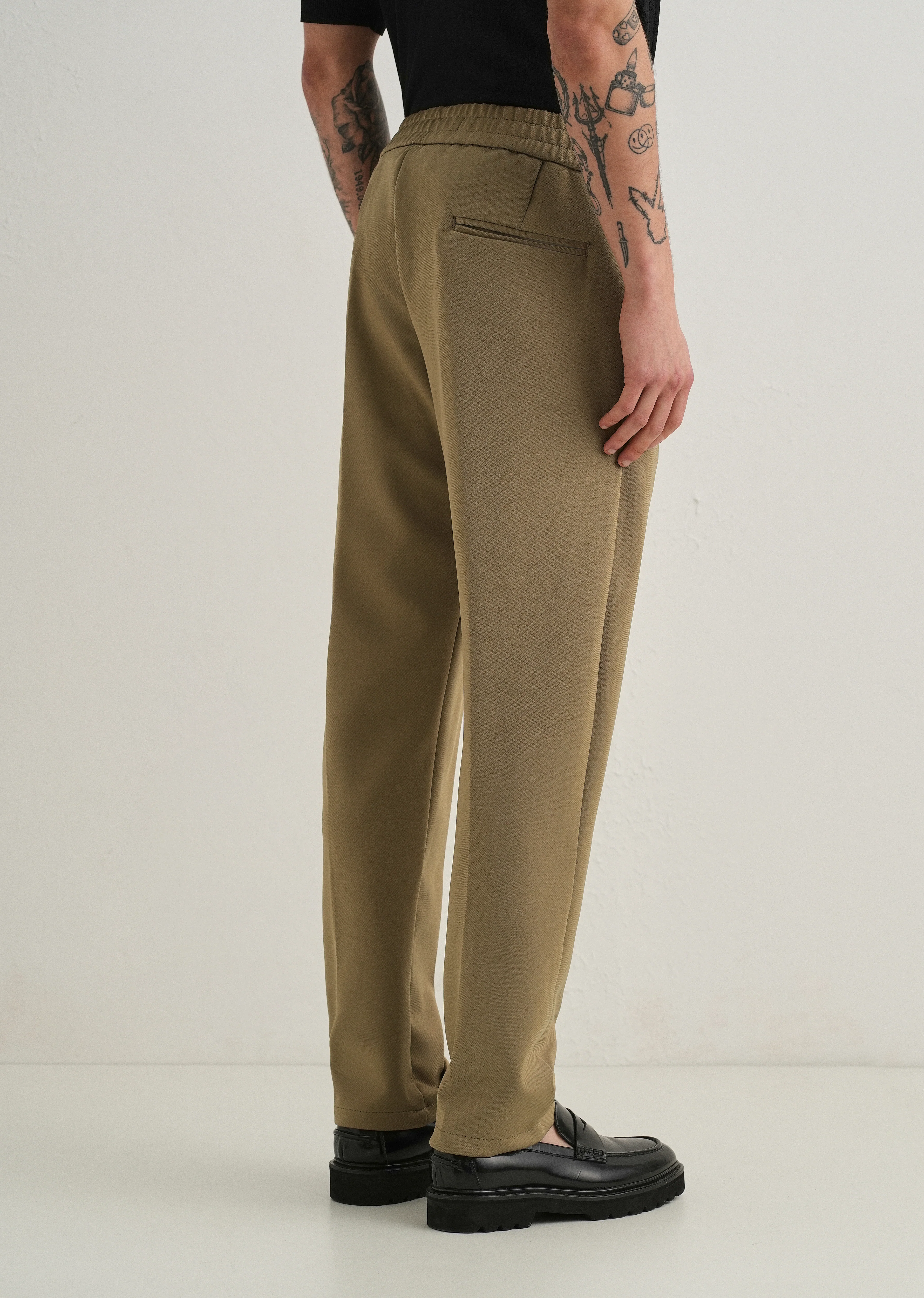 Khaki Drawstring Trousers - Image 2