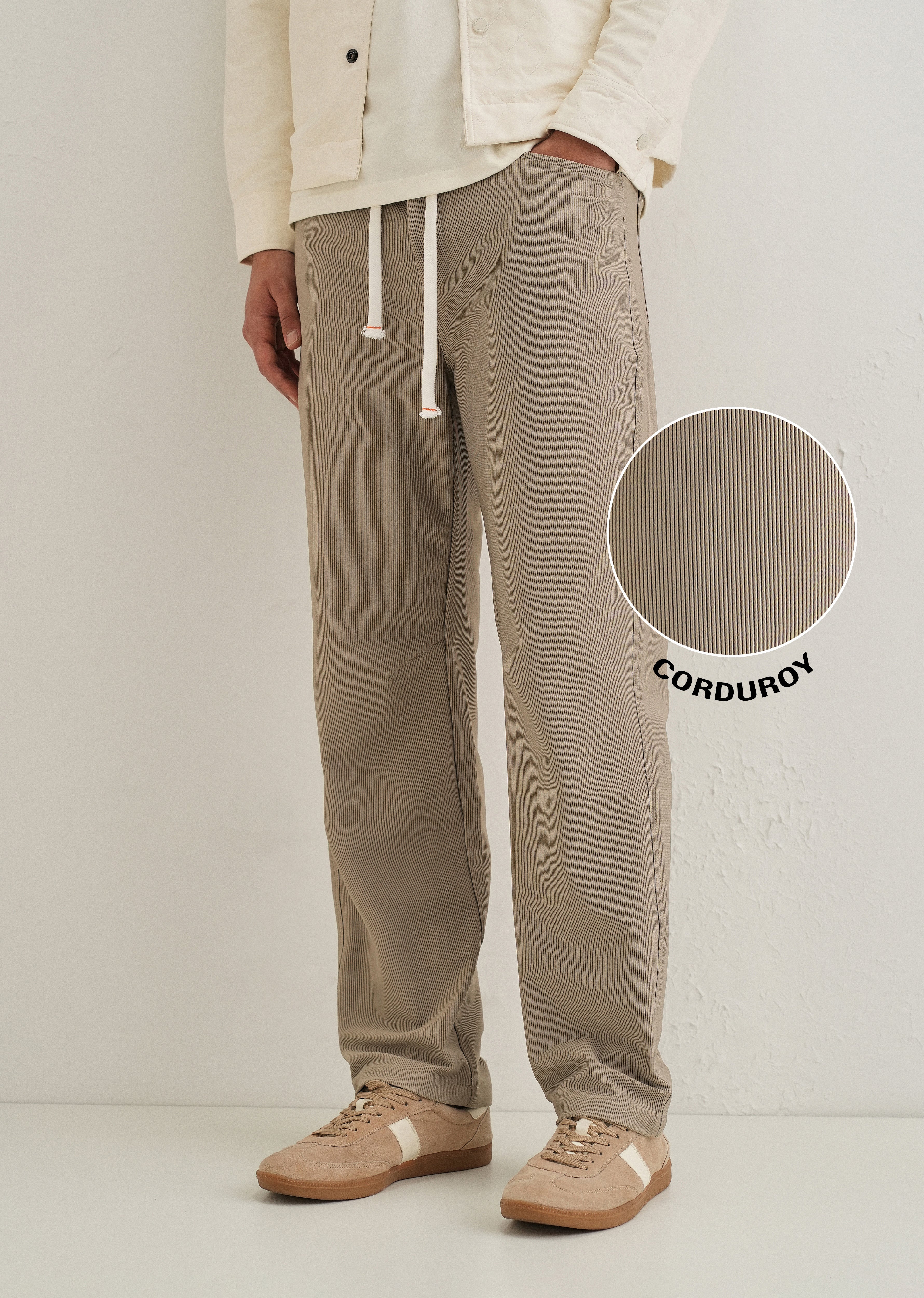 Khaki Straight Fit Corduroy Pants - Image 7