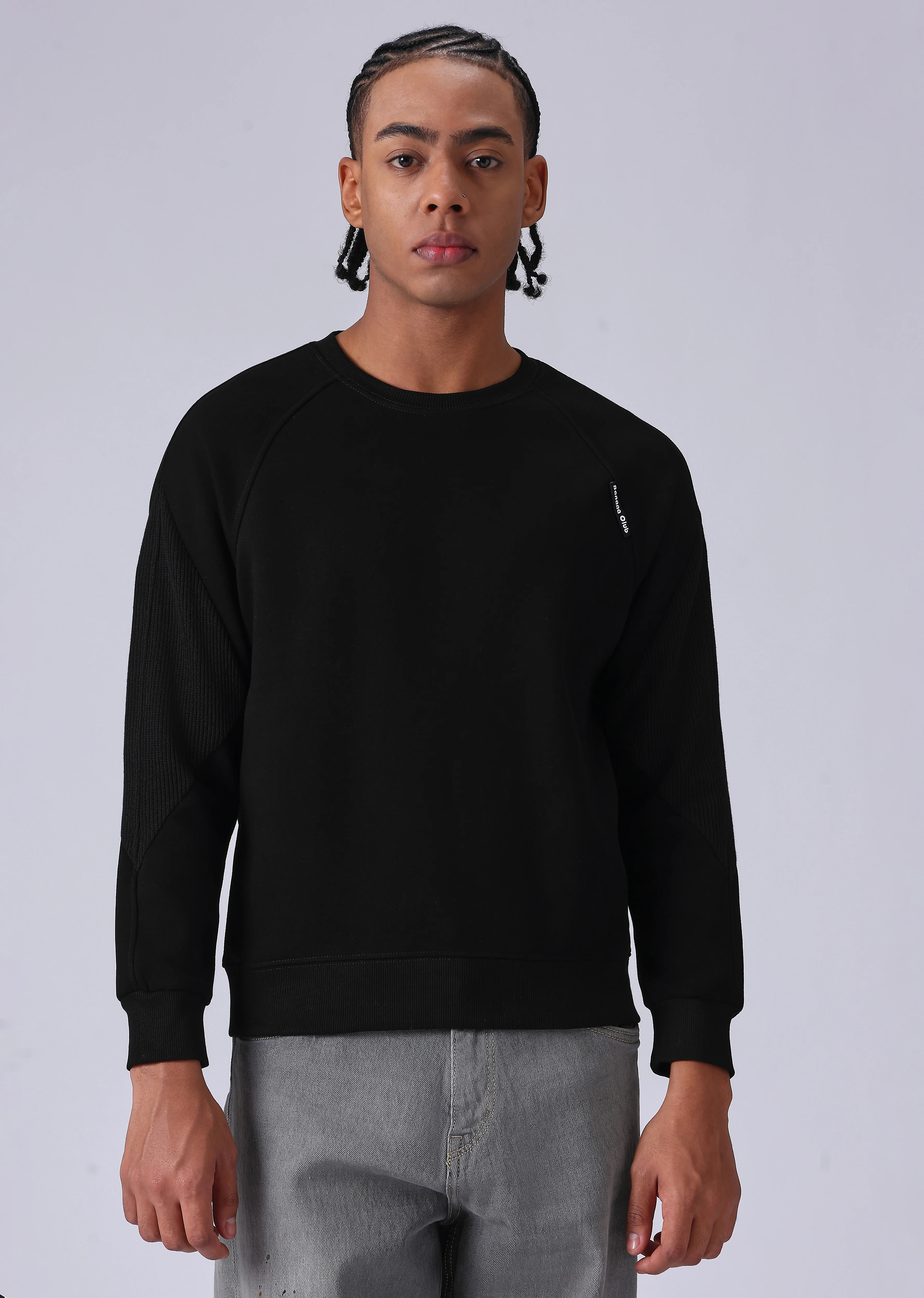 Knit Cut and Sew Black Sweatshirt - Image 3