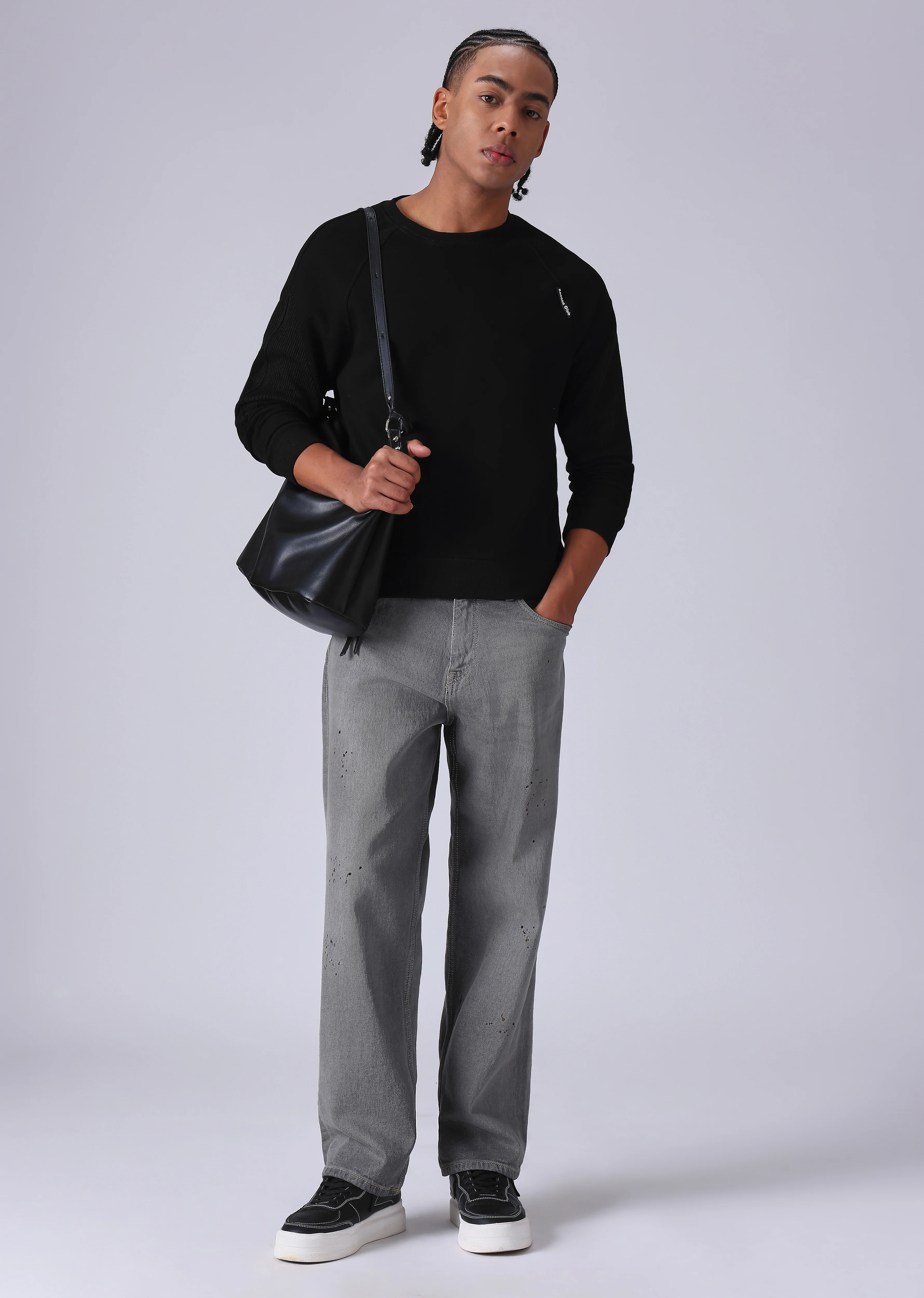Knit Cut and Sew Black Sweatshirt - Image 6