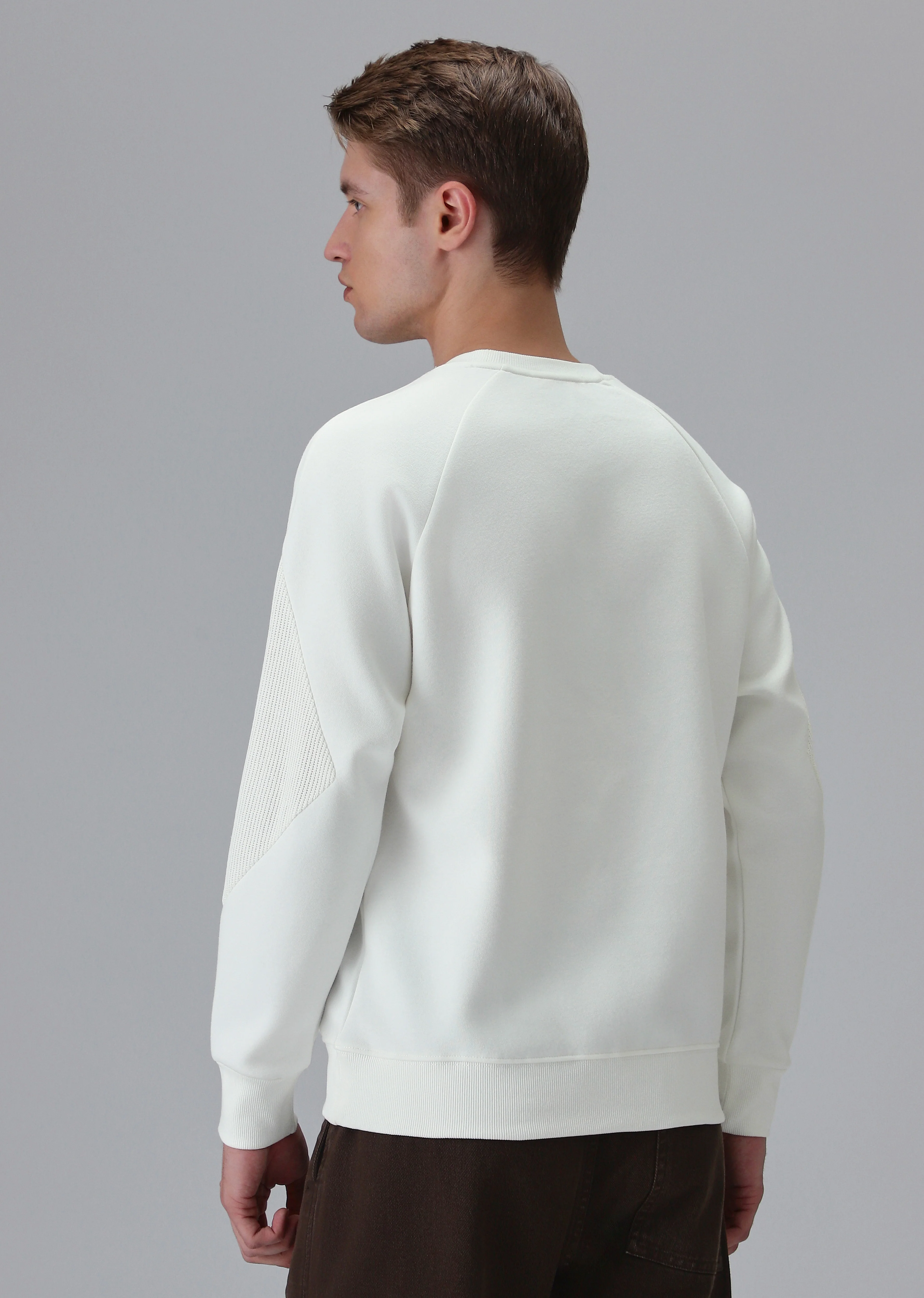 Knit Cut and Sew White Sweatshirt - Image 2