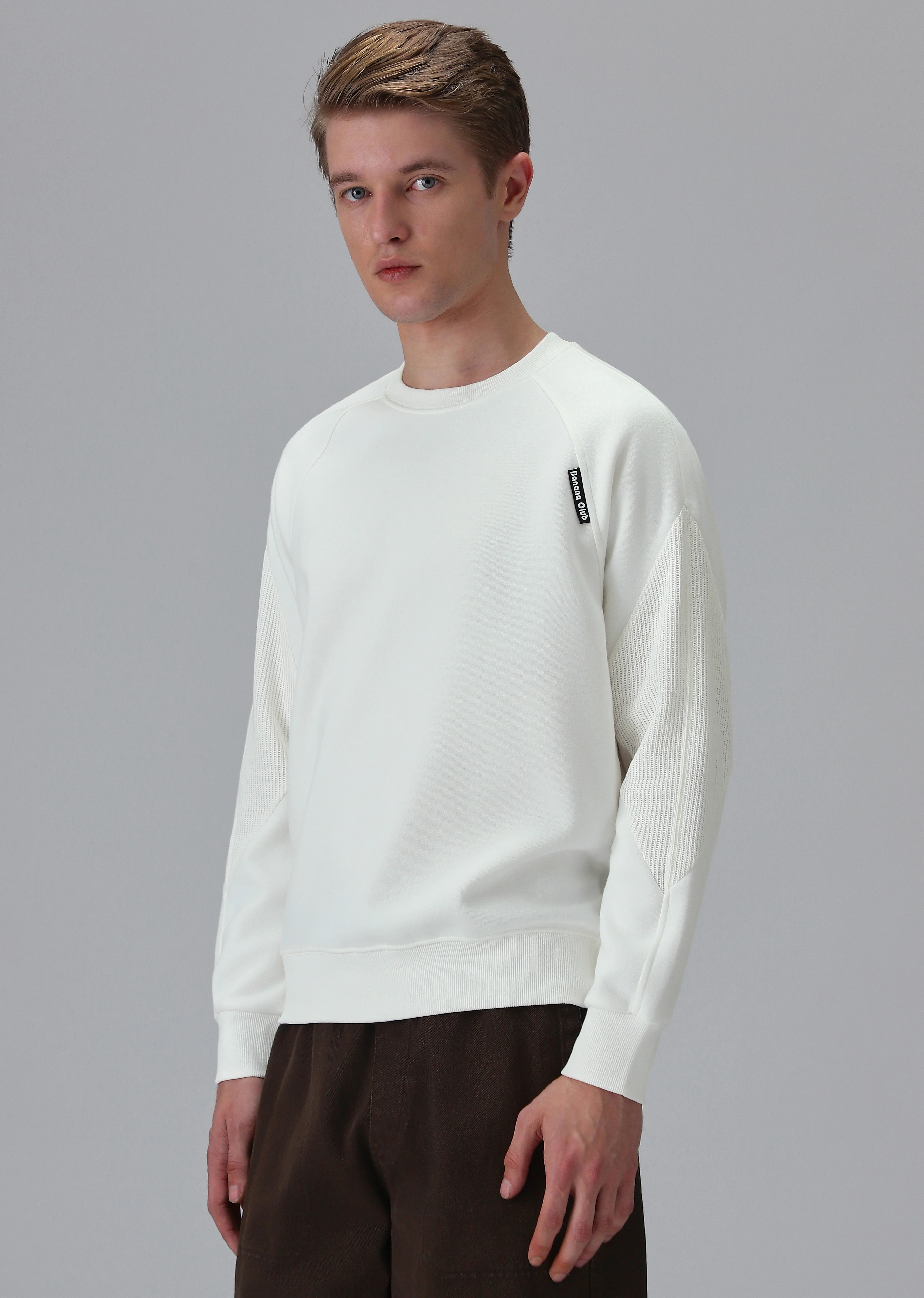 Knit Cut and Sew White Sweatshirt - Image 4
