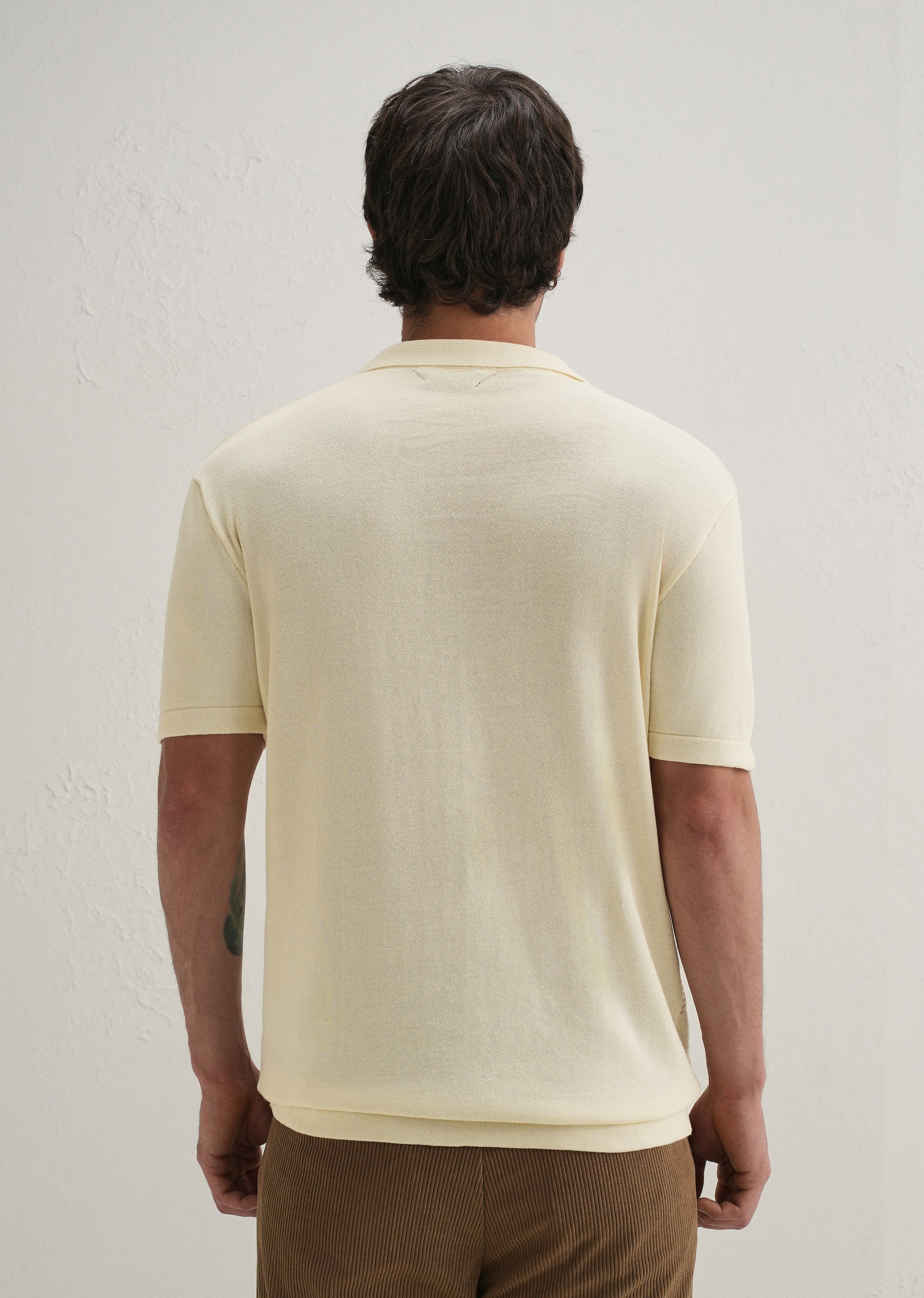 Knitted Cream Polo T-shirt - Image 2