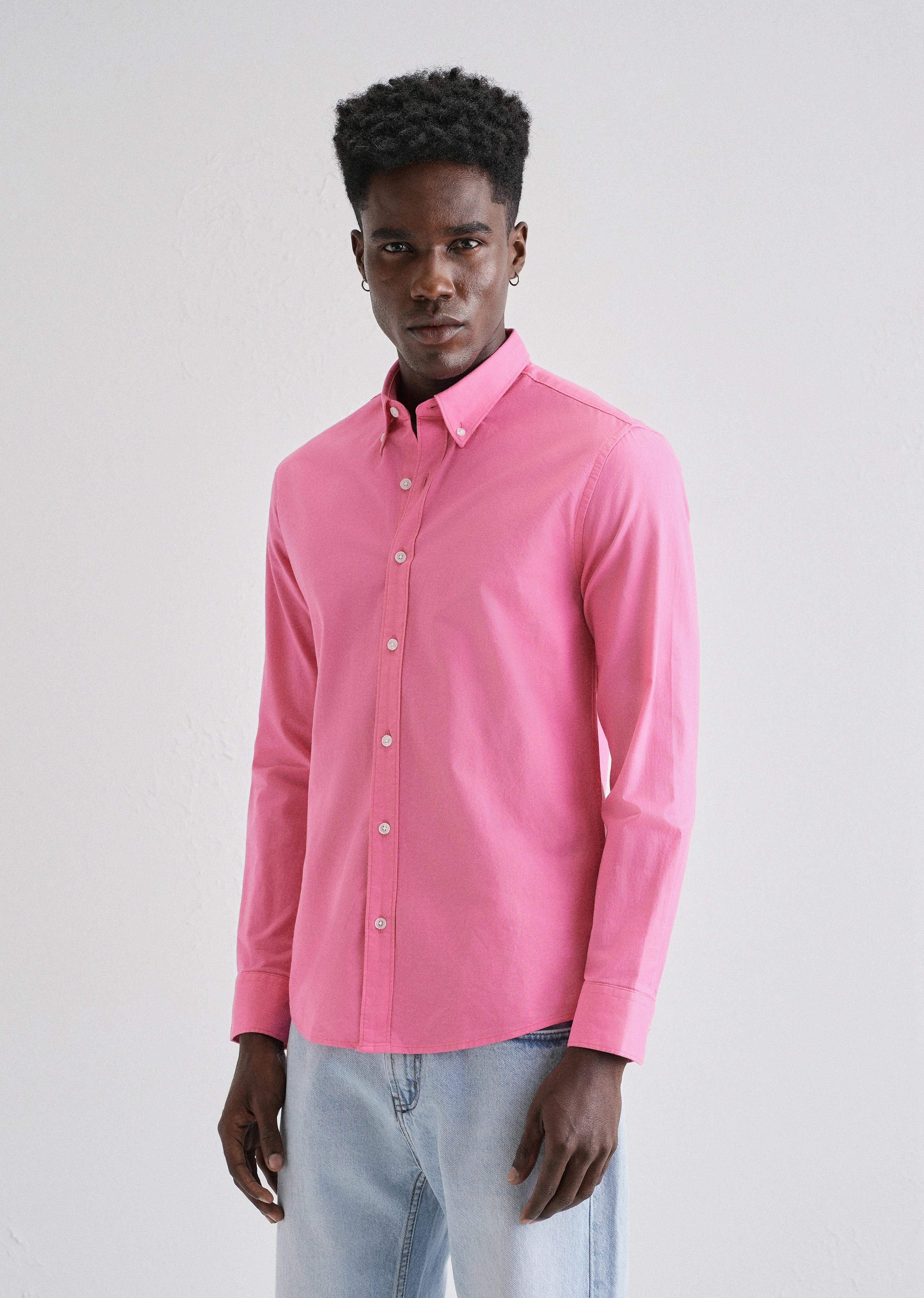 Knockout Pink Plain Oxford Shirt - Image 4