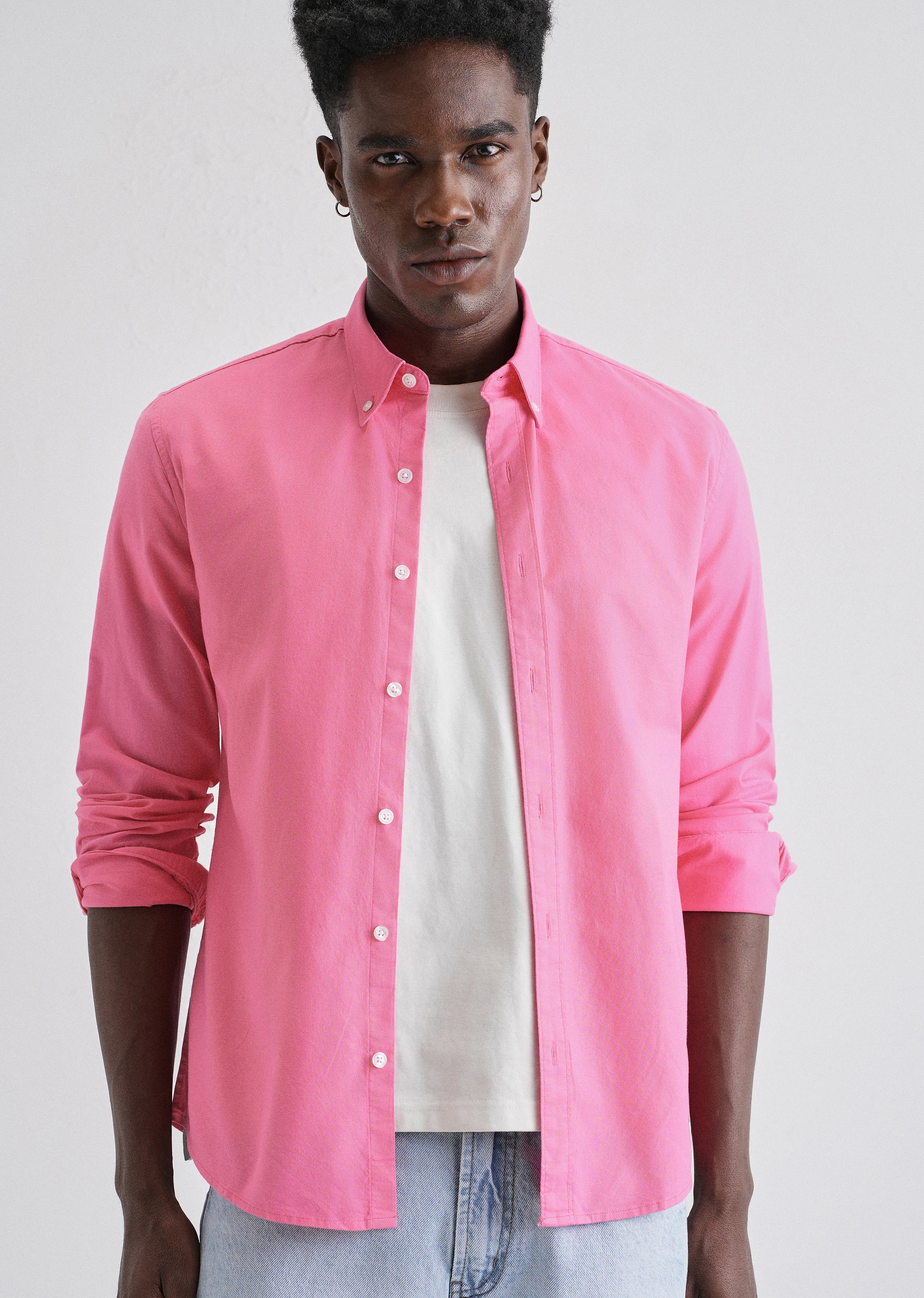 Knockout Pink Plain Oxford Shirt - Image 7