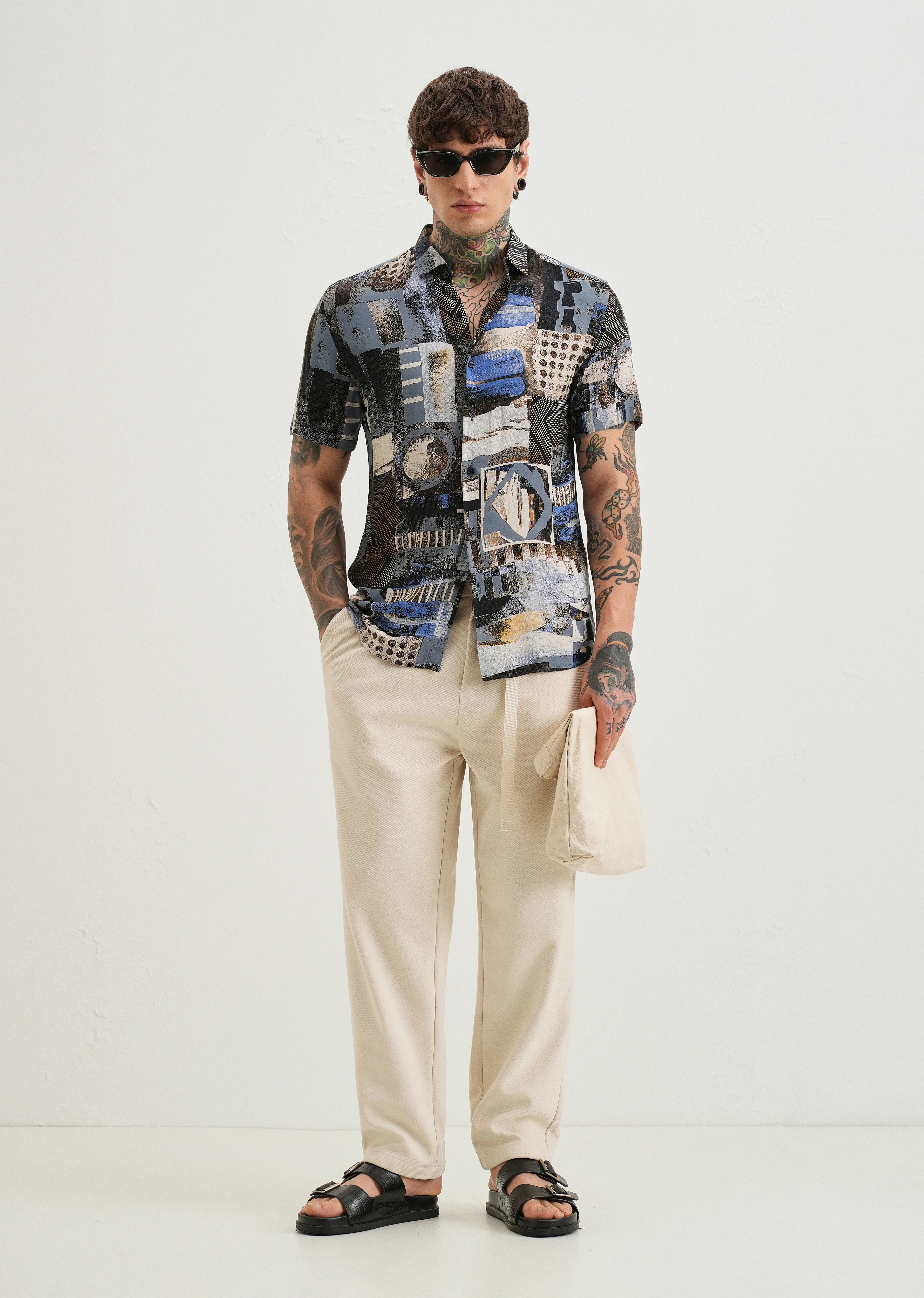 Lattice Blue Feather shirt - Image 6