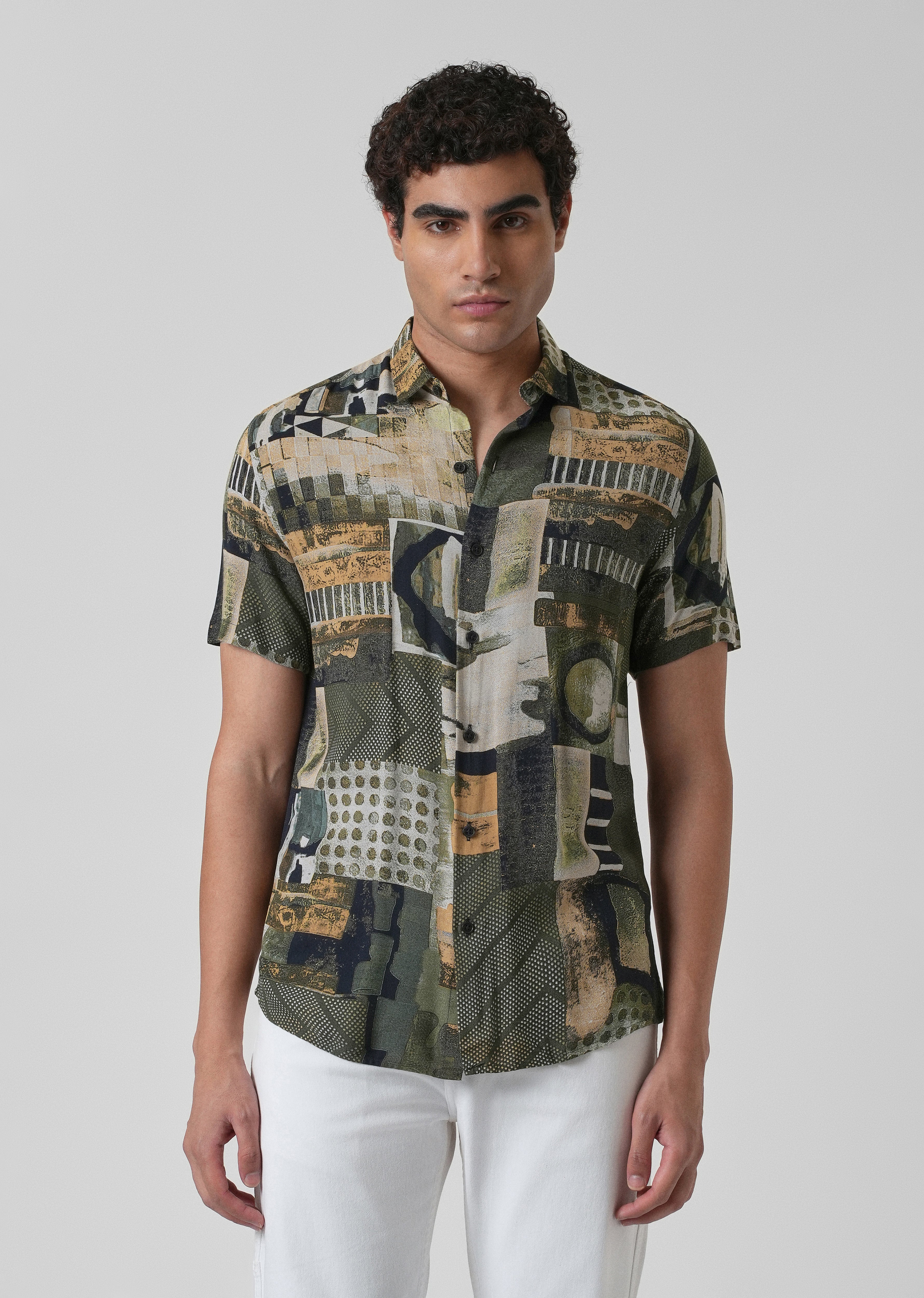 Lattice Green Feather shirt - Image 3