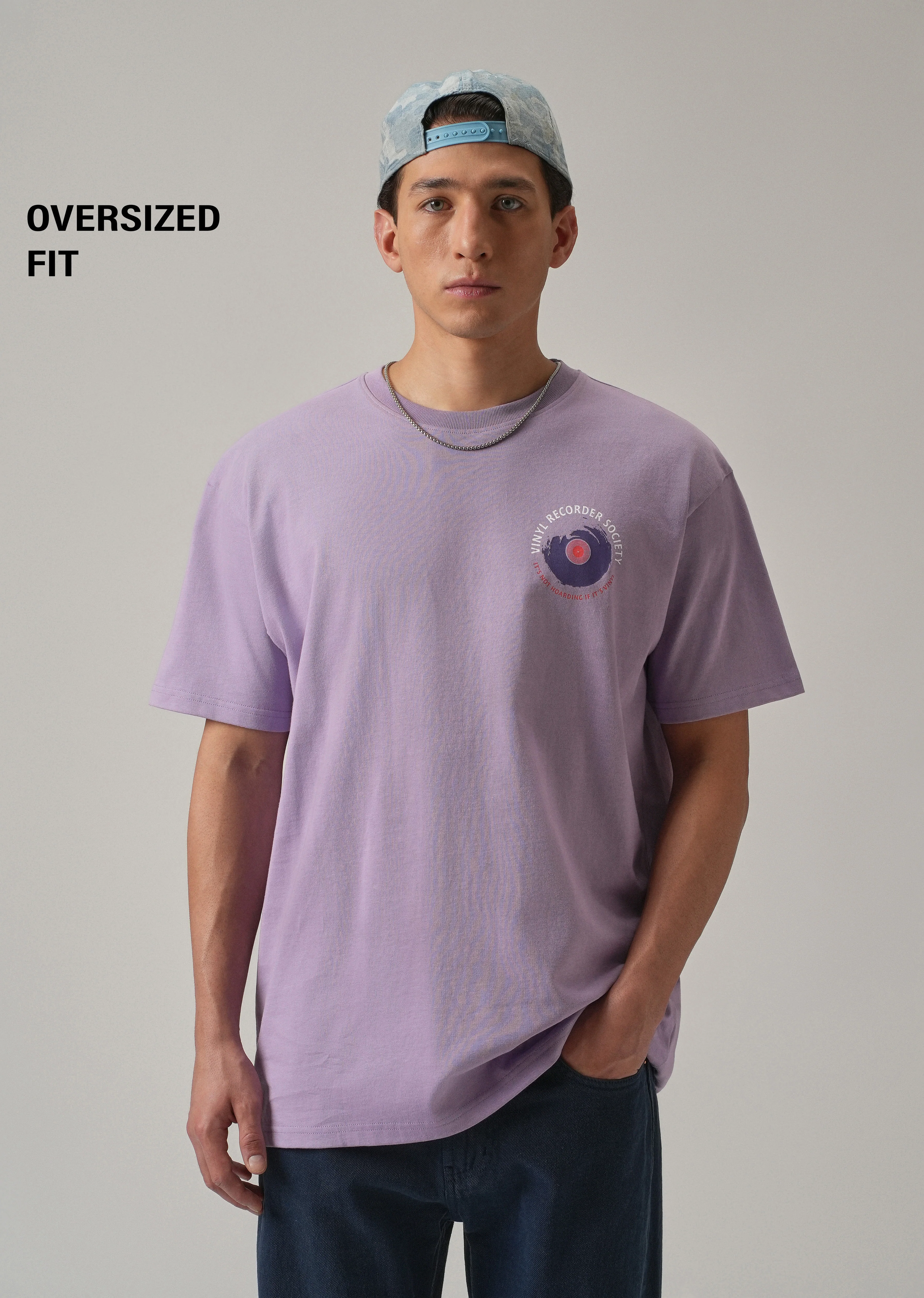 Lavender Back Printed Oversized T-Shirt - Image 7