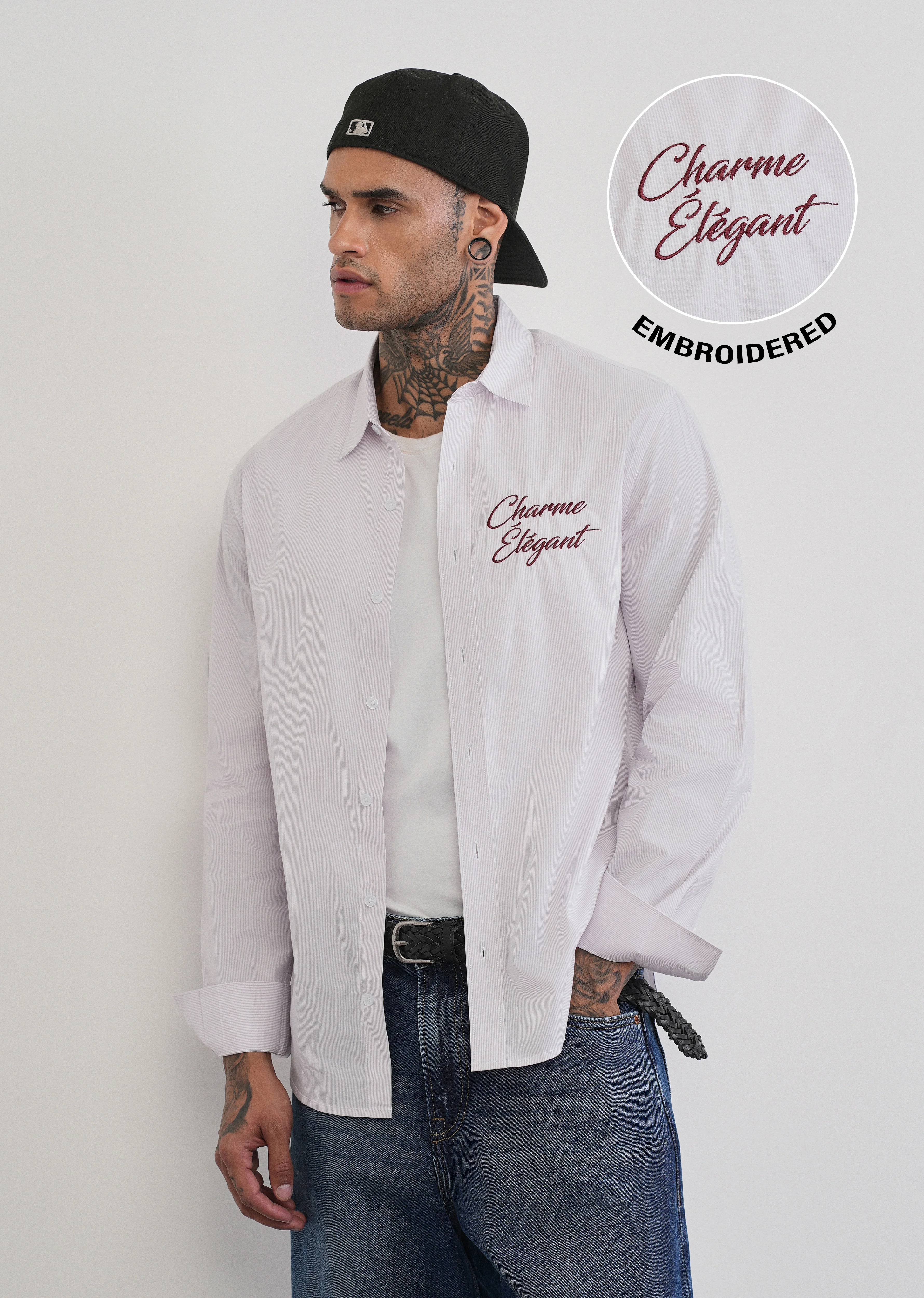 Lavender Back Printed Stripe Shirt - Image 8