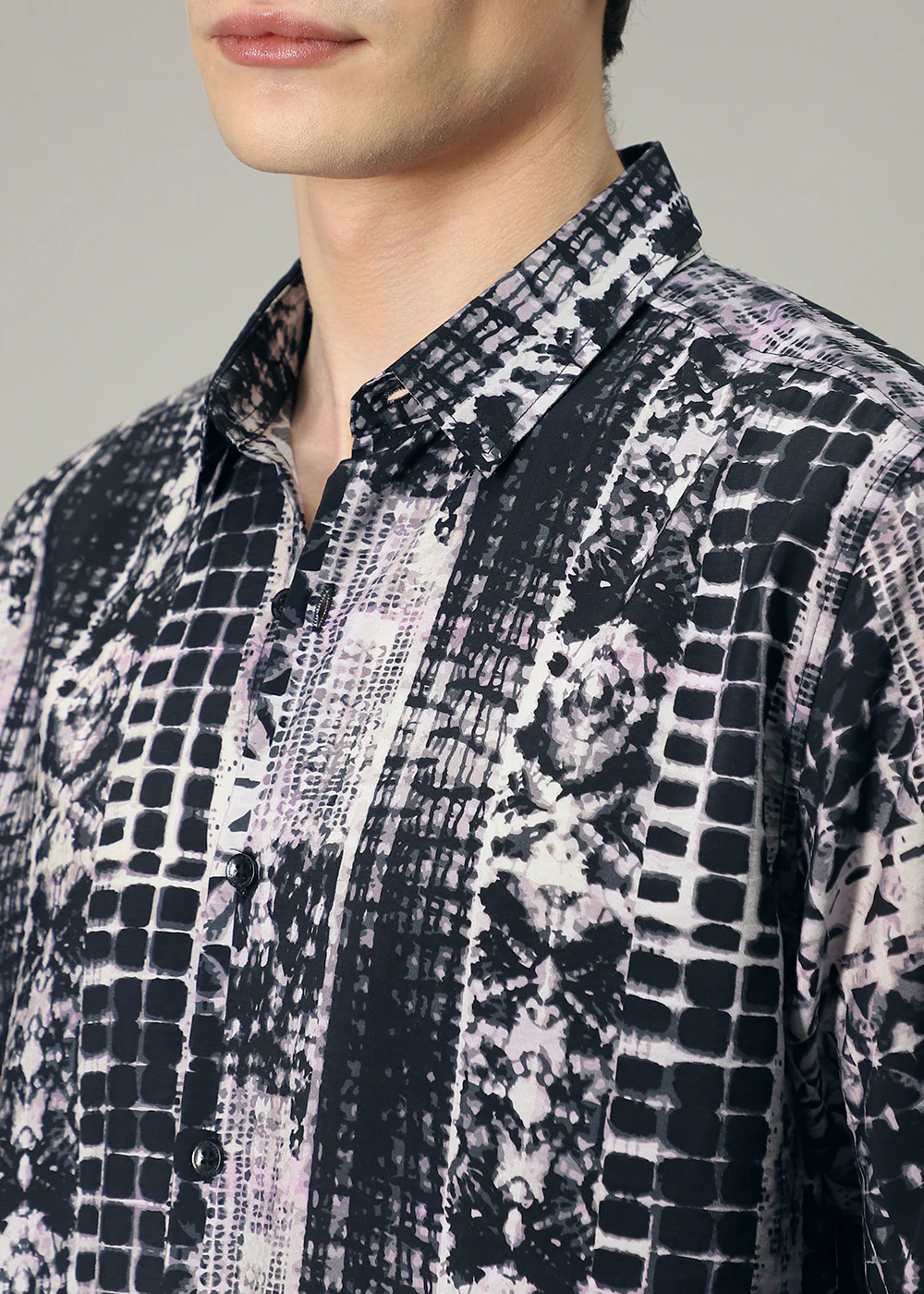Lavender Black Abstract Print Shirt - Image 2