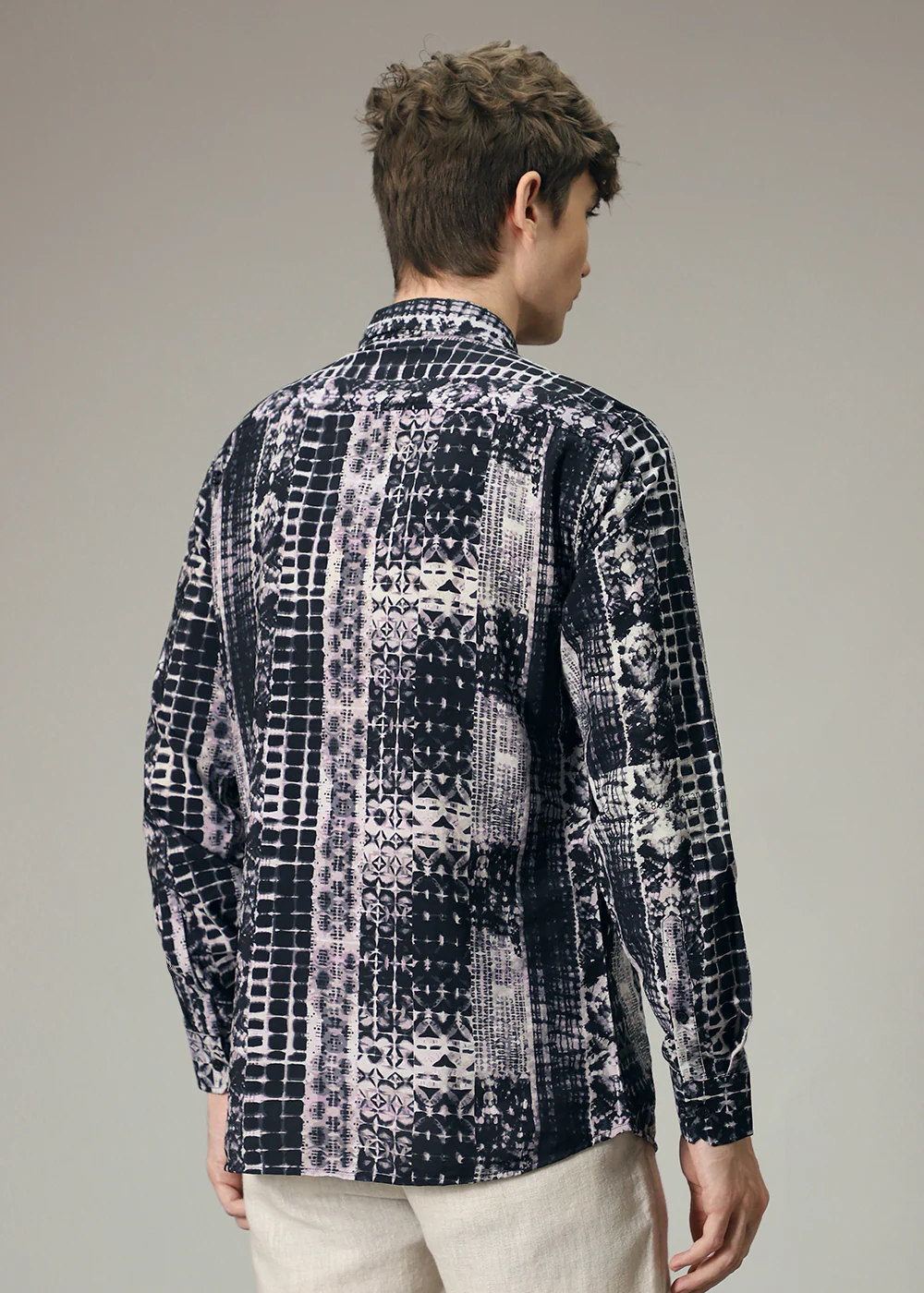 Lavender Black Abstract Print Shirt - Image 4