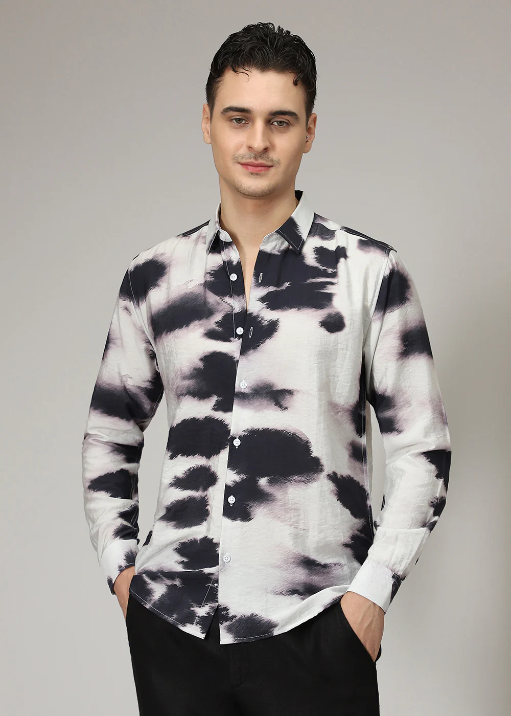 Lavender Black Wash Print Shirt - Image 3