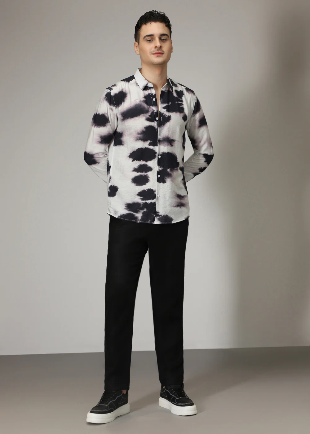Lavender Black Wash Print Shirt - Image 6