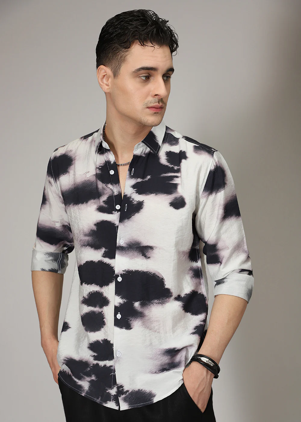 Lavender Black Wash Print Shirt - Image 7