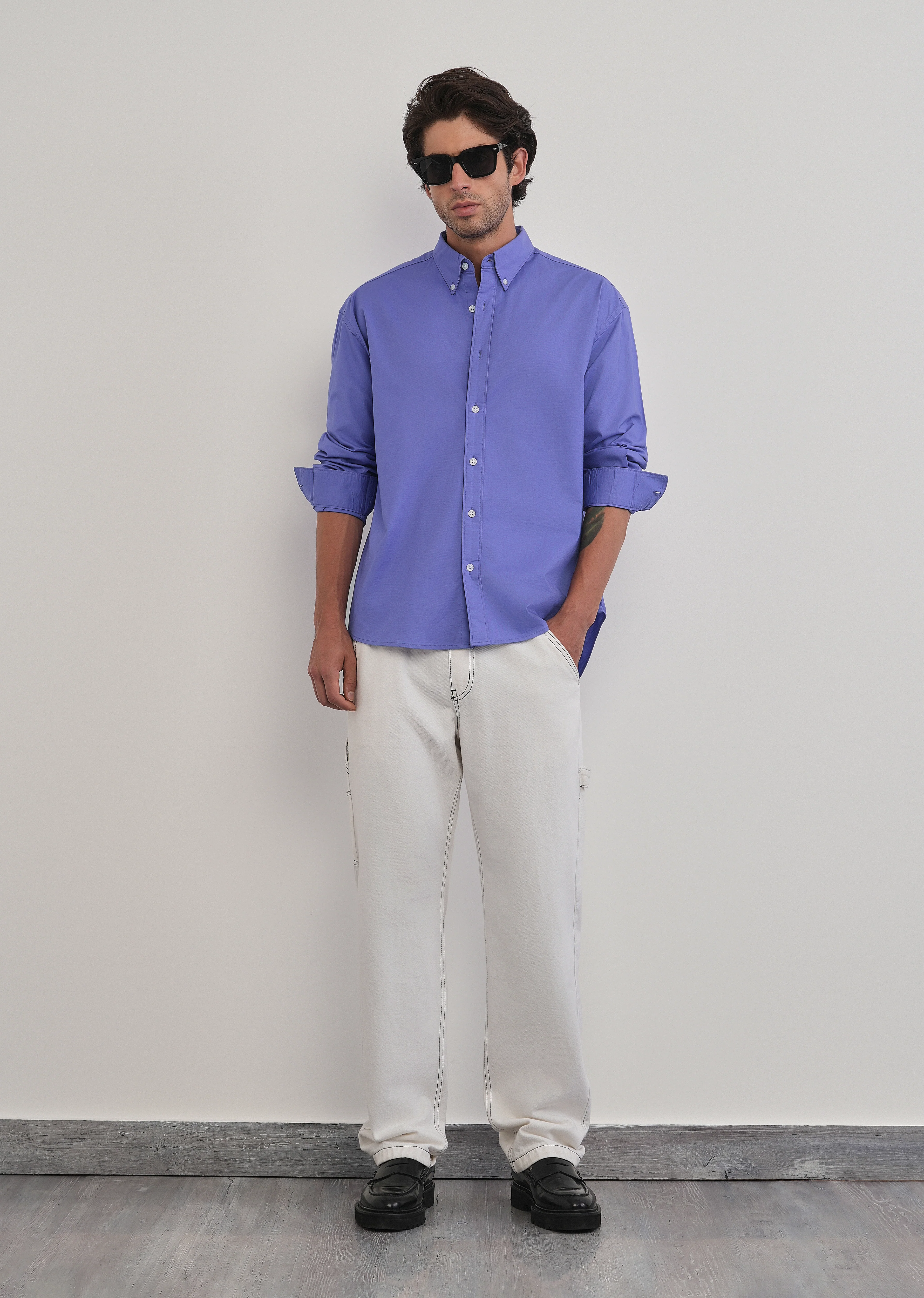 Lavender Cotton Stretch Oversized Shirt - Image 6