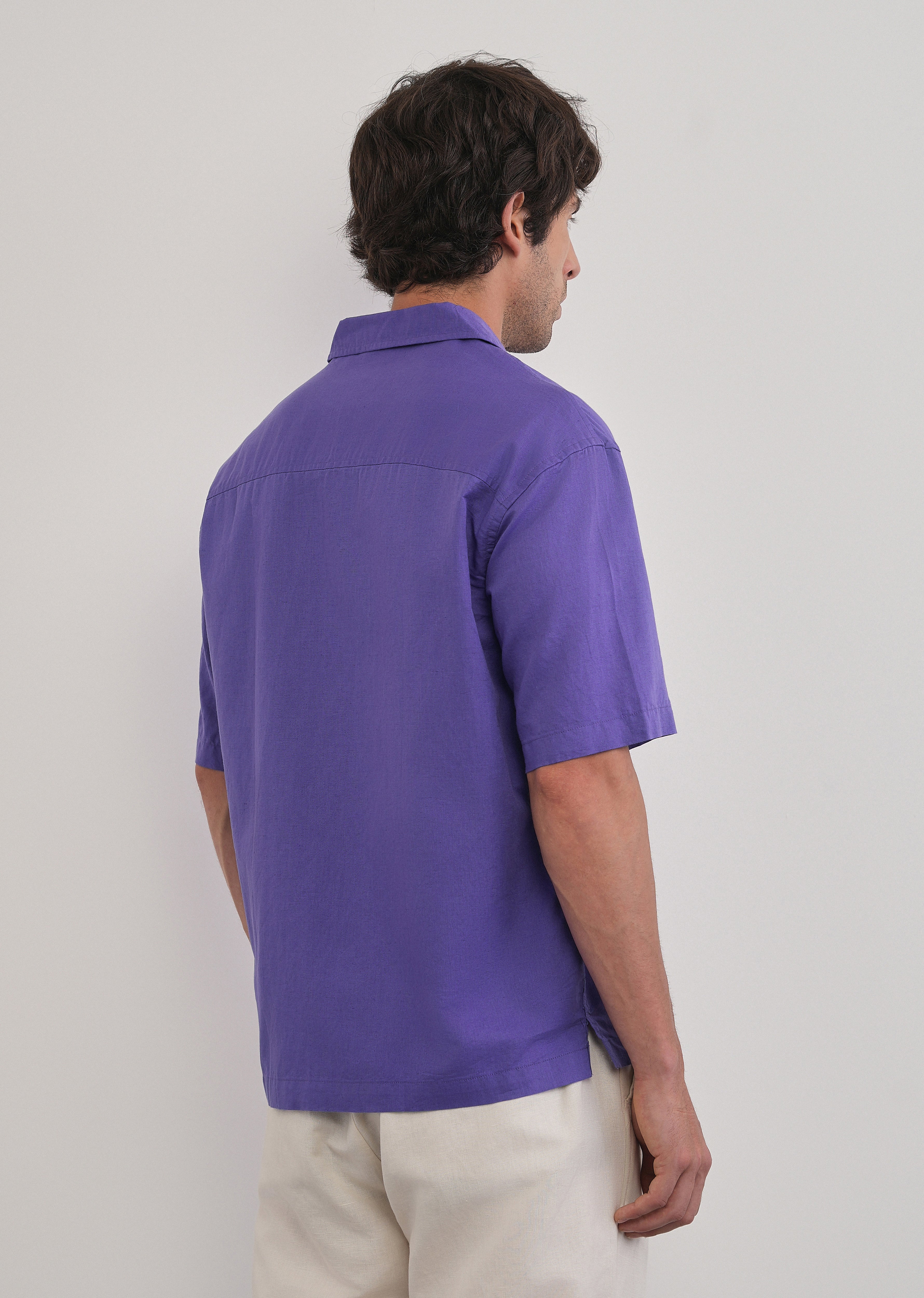 Lavender Floral Placement Embroidered Shirt - Image 3