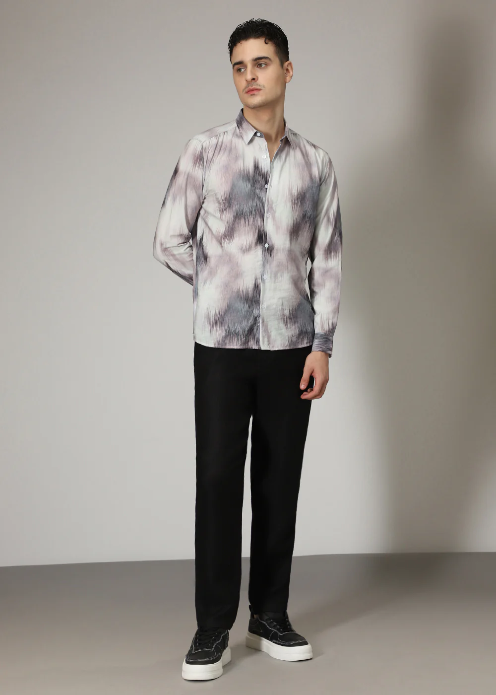 Lavender Line Brush Print Shirt - Image 6