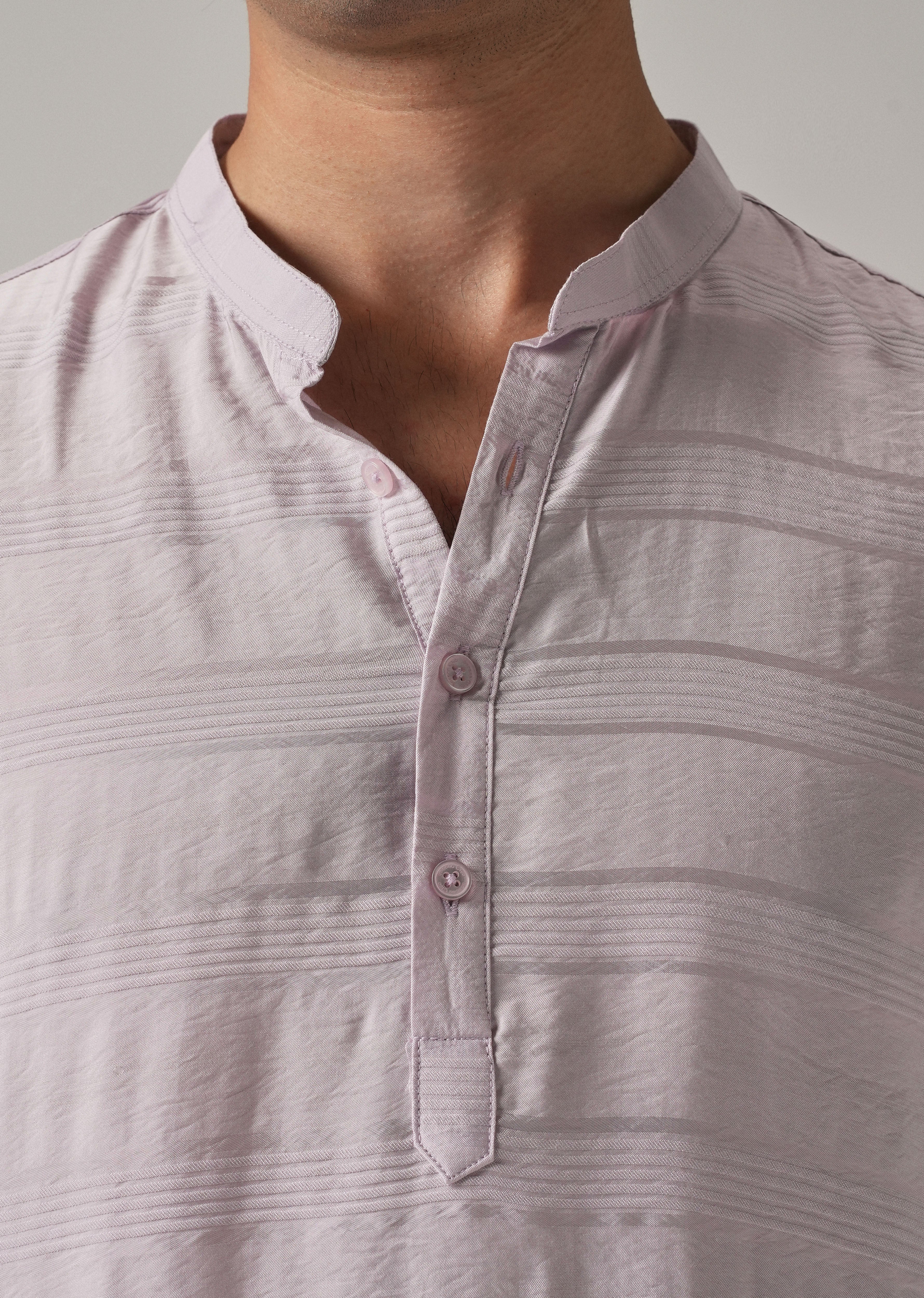 Lavender Nylon Subtle Stripe Kurta - Image 5