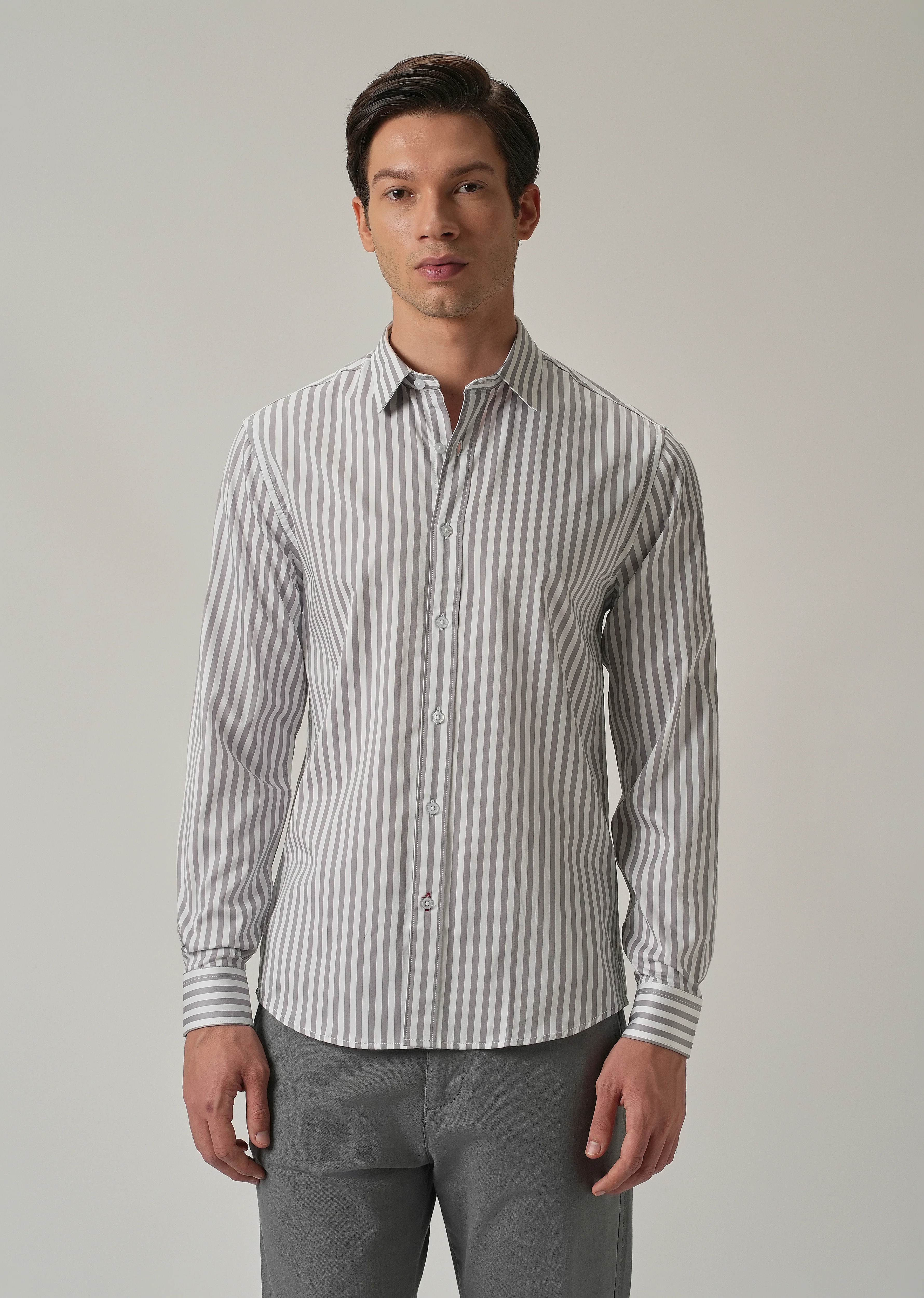 Lavender Satin Pin Stripe Shirt - Image 3