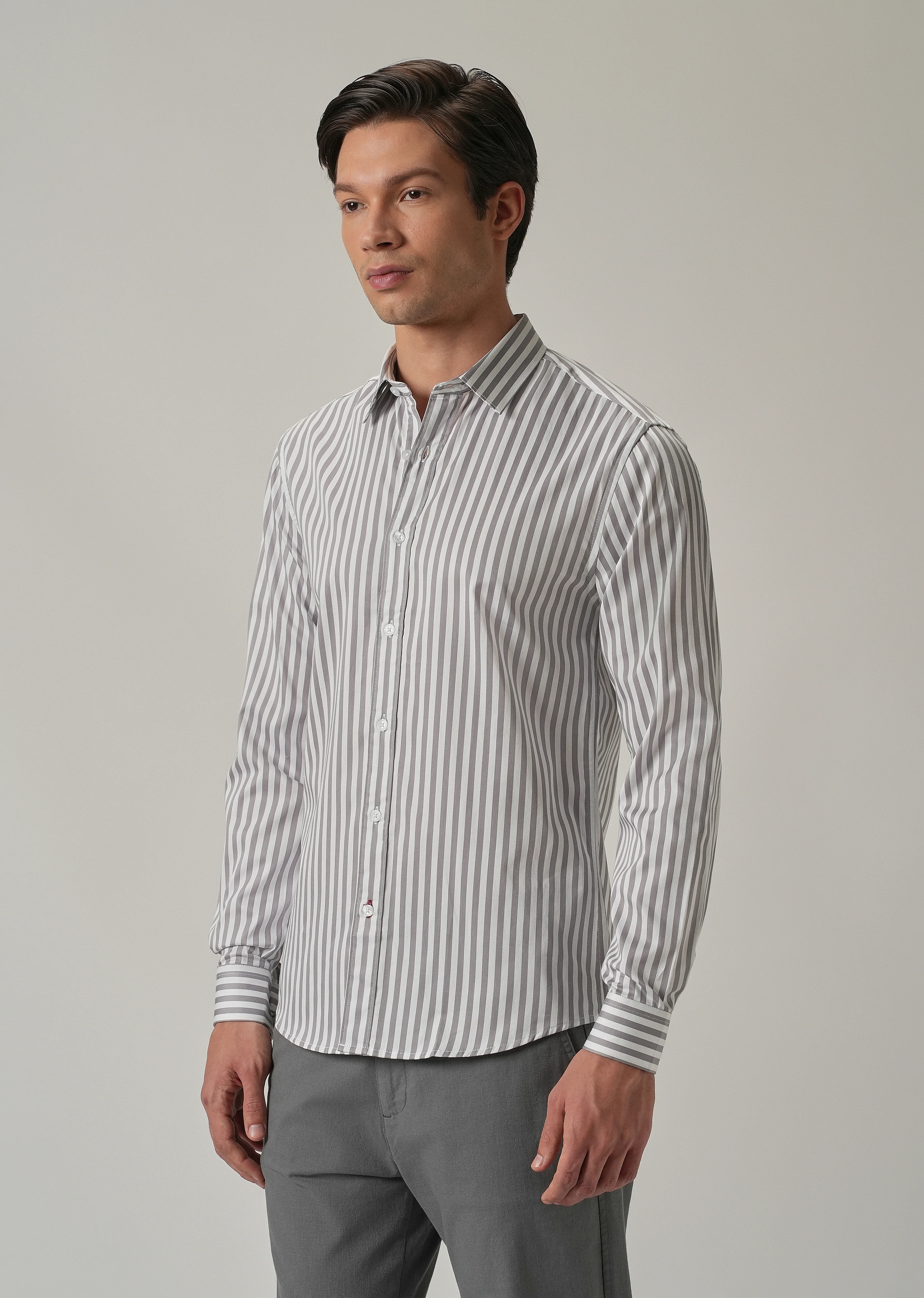 Lavender Satin Pin Stripe Shirt - Image 4