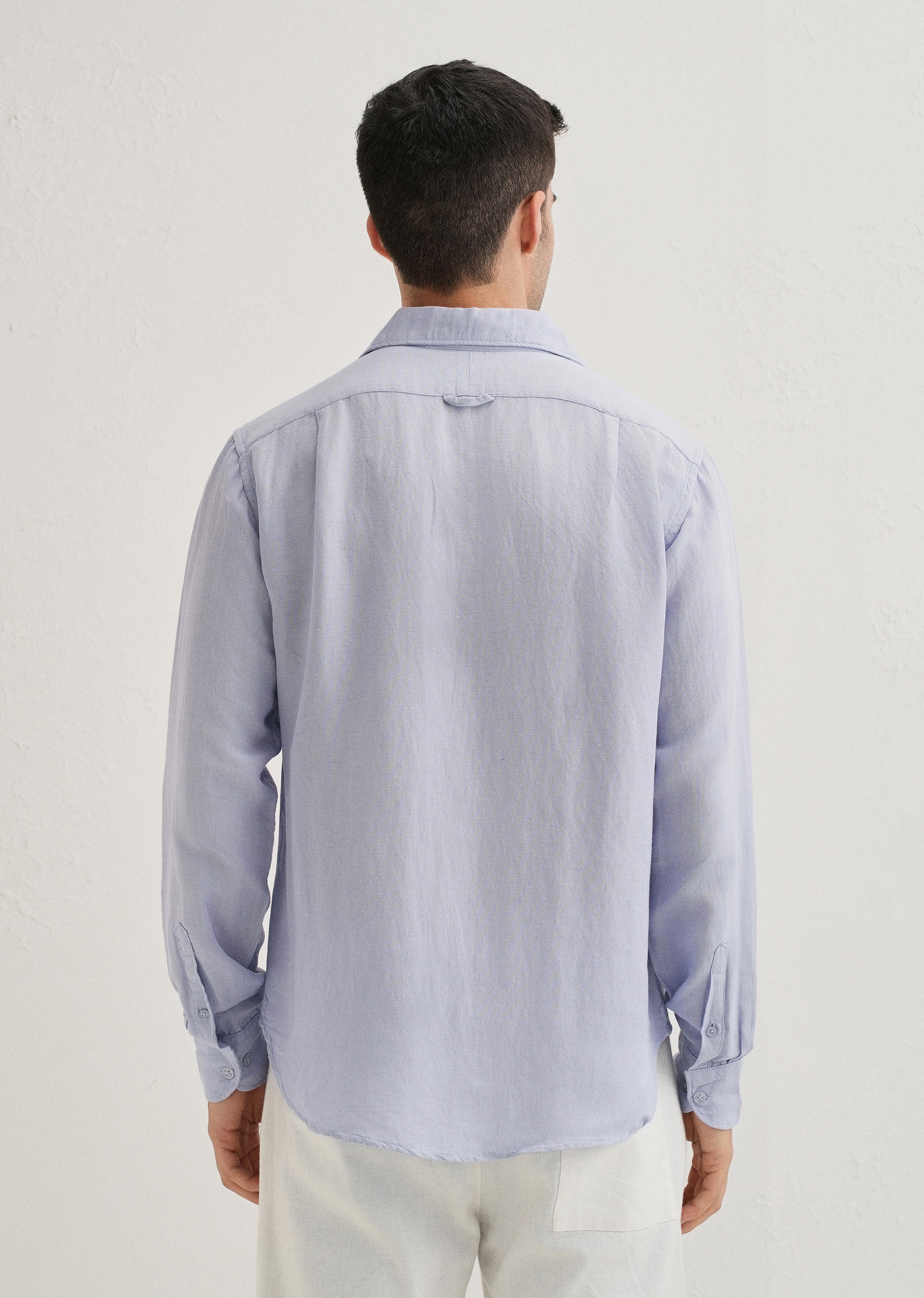 Lavender Plain Linen Viscose Shirt - Image 4
