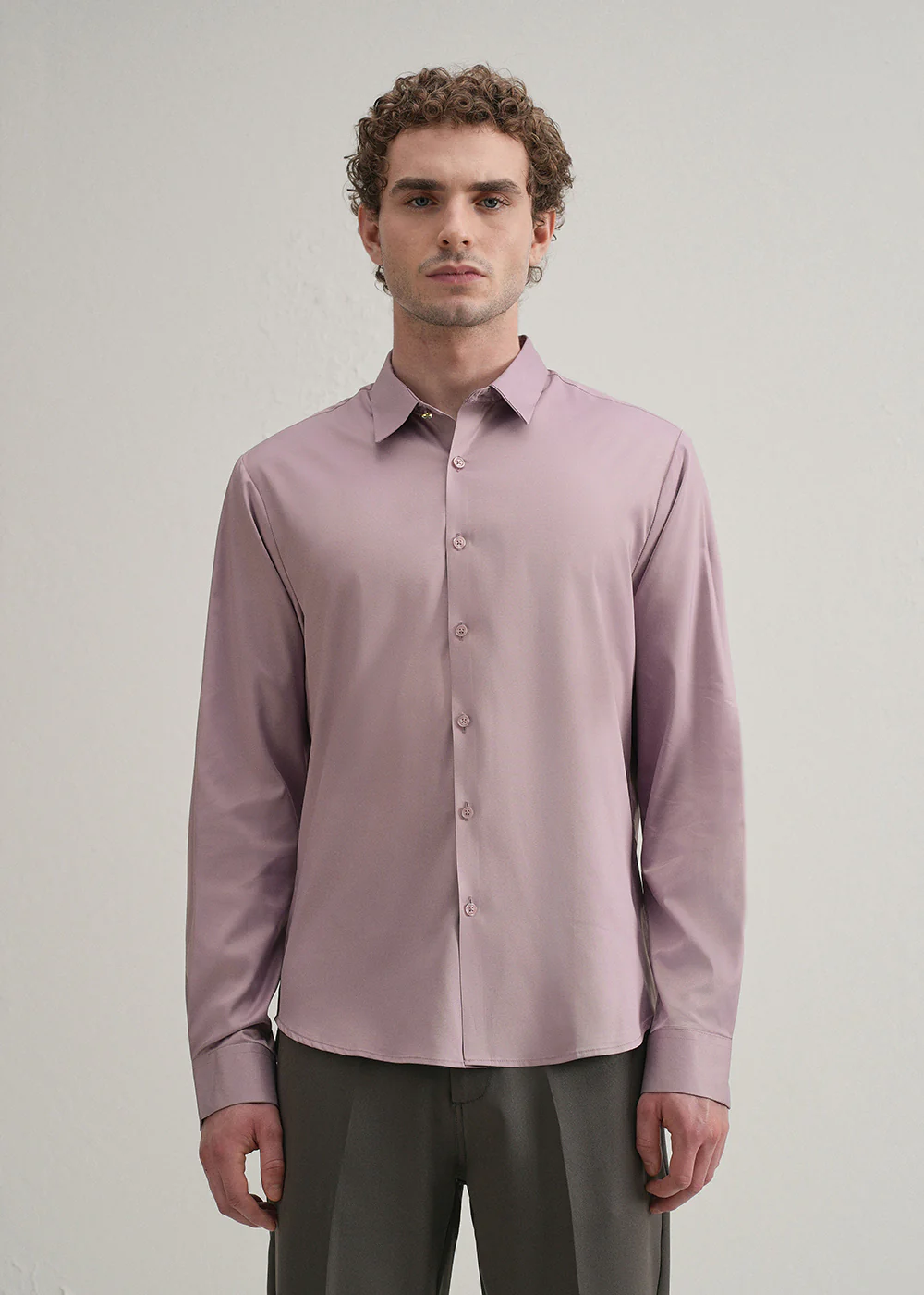 Lavender Plain Stitchless Placket Shirt - Image 3
