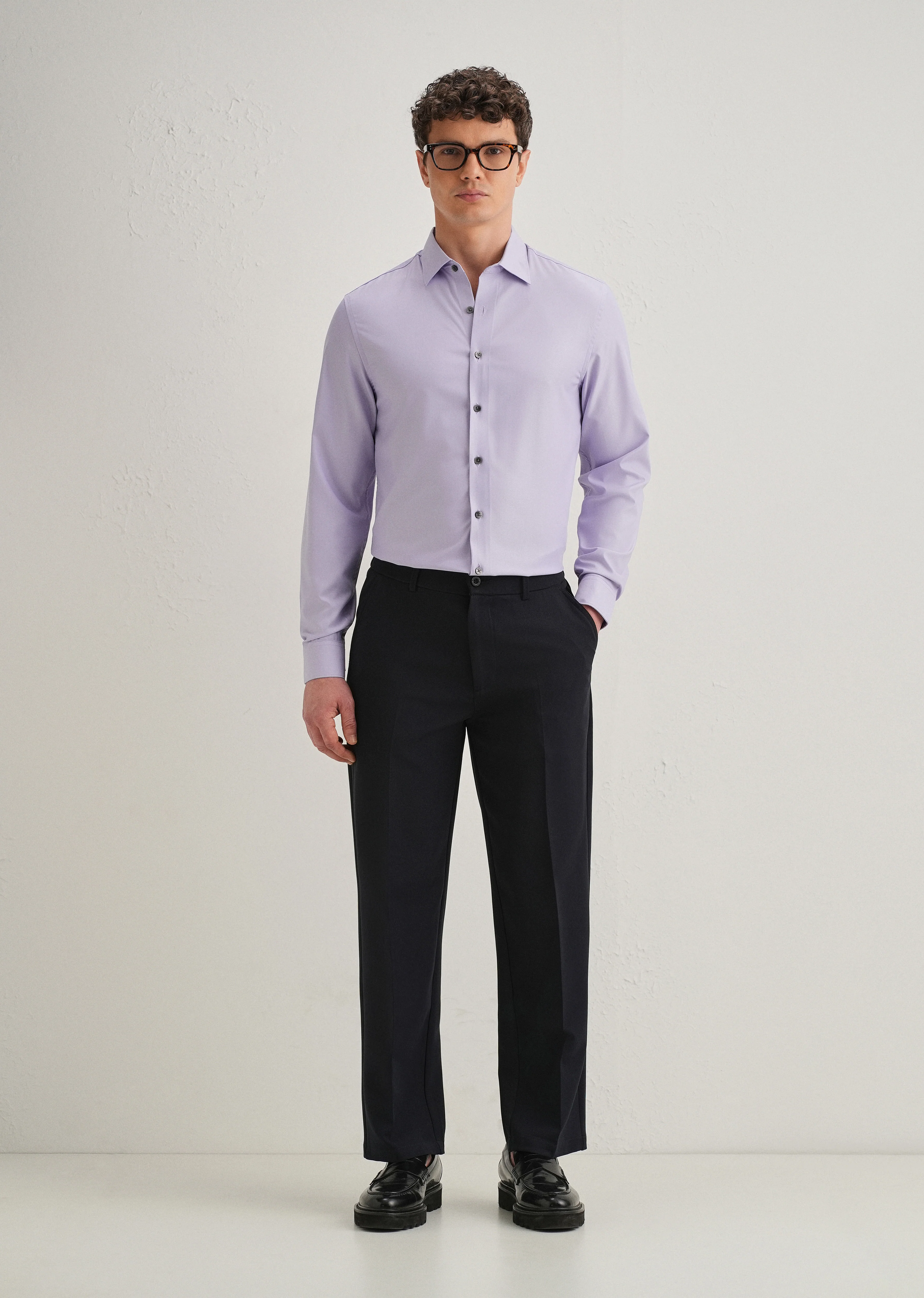 Lavender Stitchless Placket Premium Wrinkle-Free Shirt - Image 6