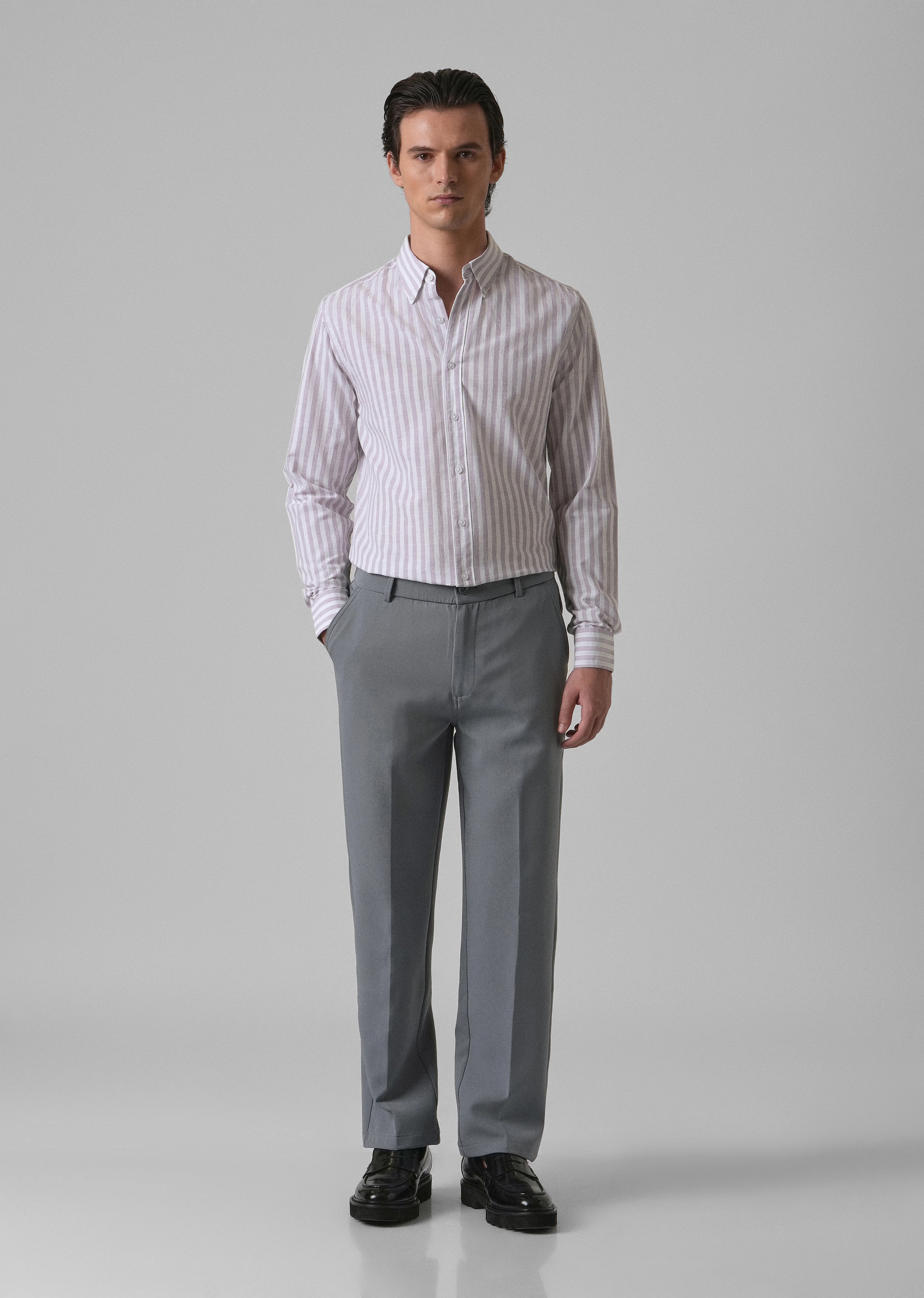 Lavender Stripe Cotton Shirt - Image 6