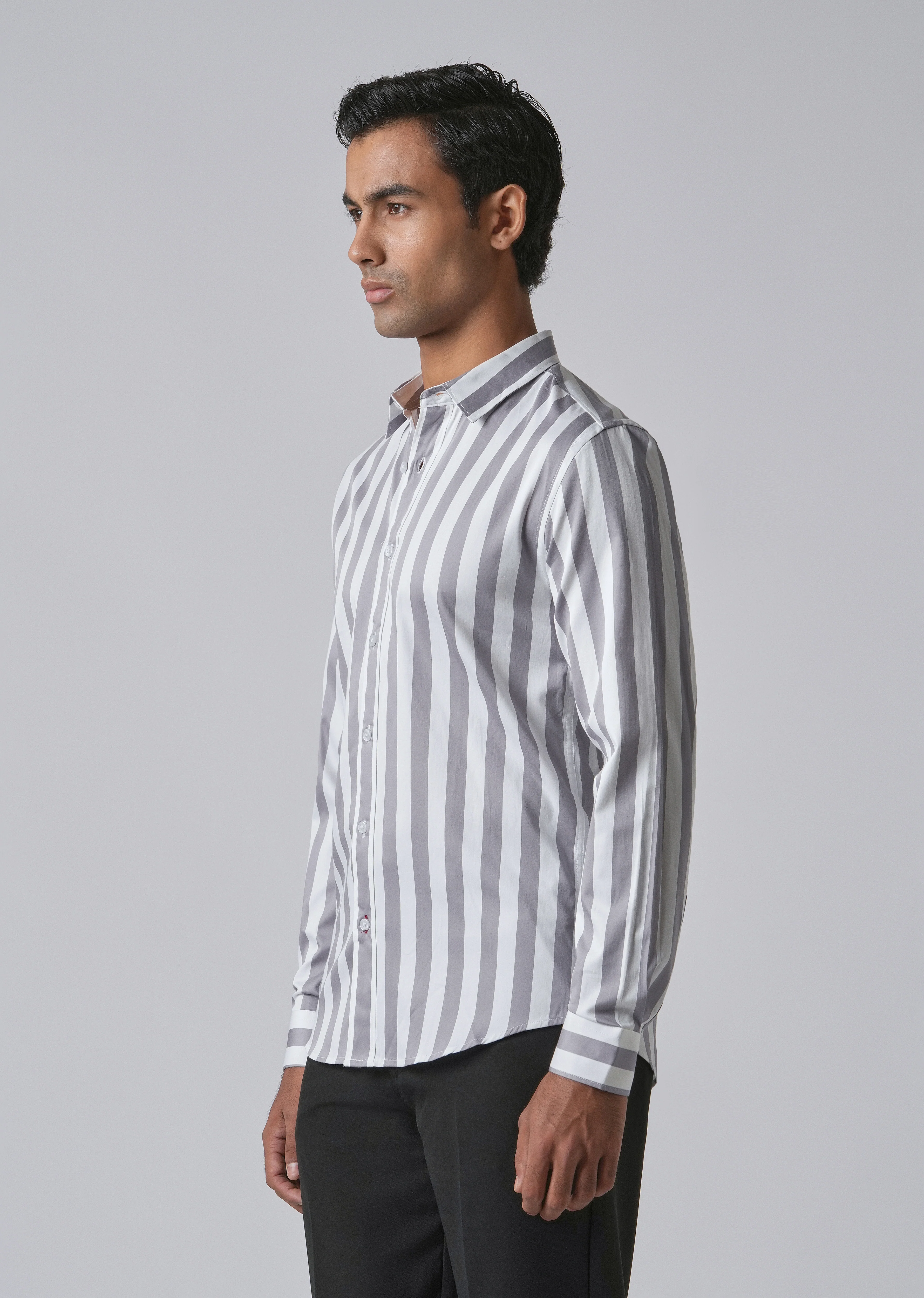 Lavender Satin Striped Shirt - Image 4