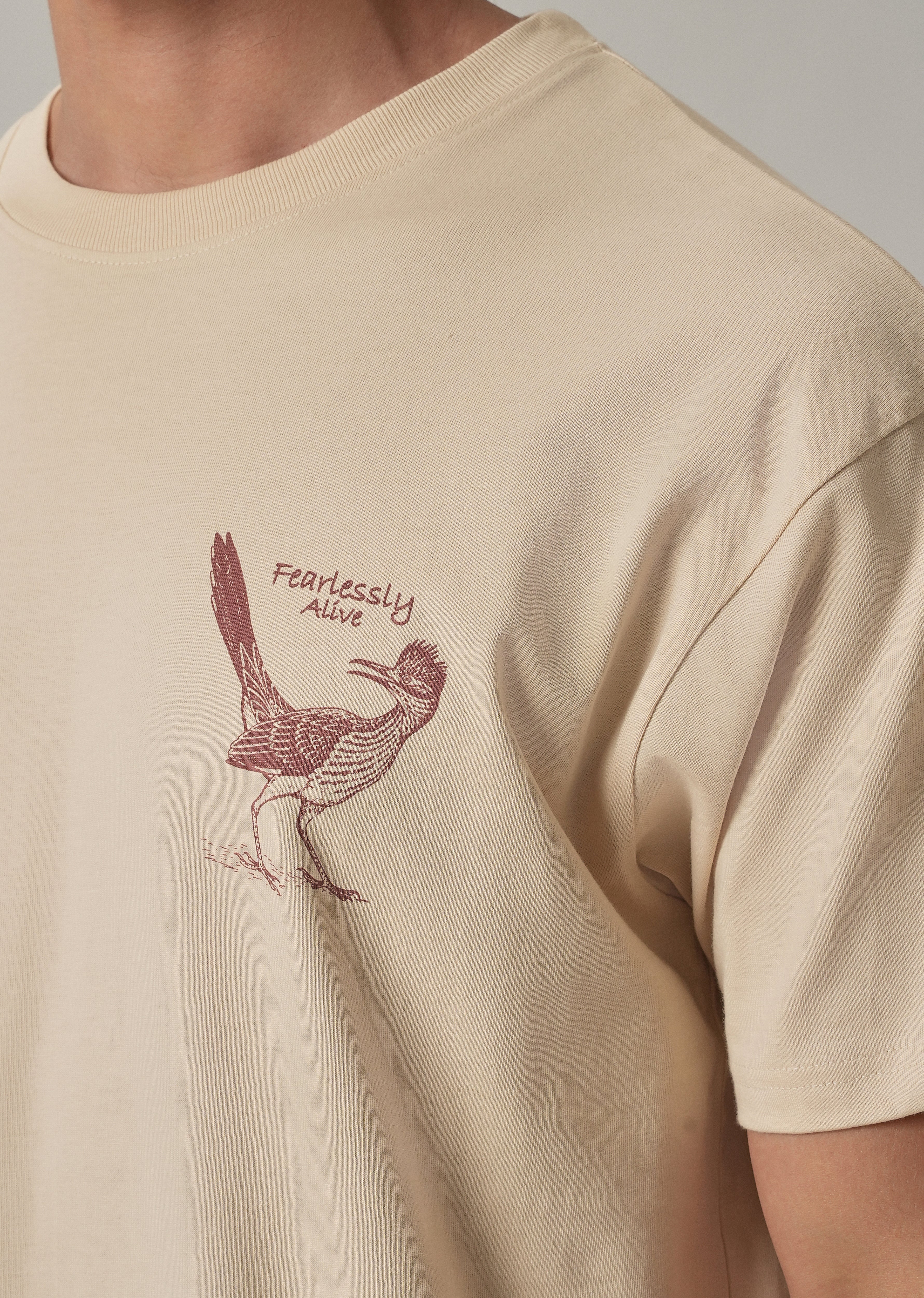 Light Beige Back Printed Oversized T-Shirt - Image 2