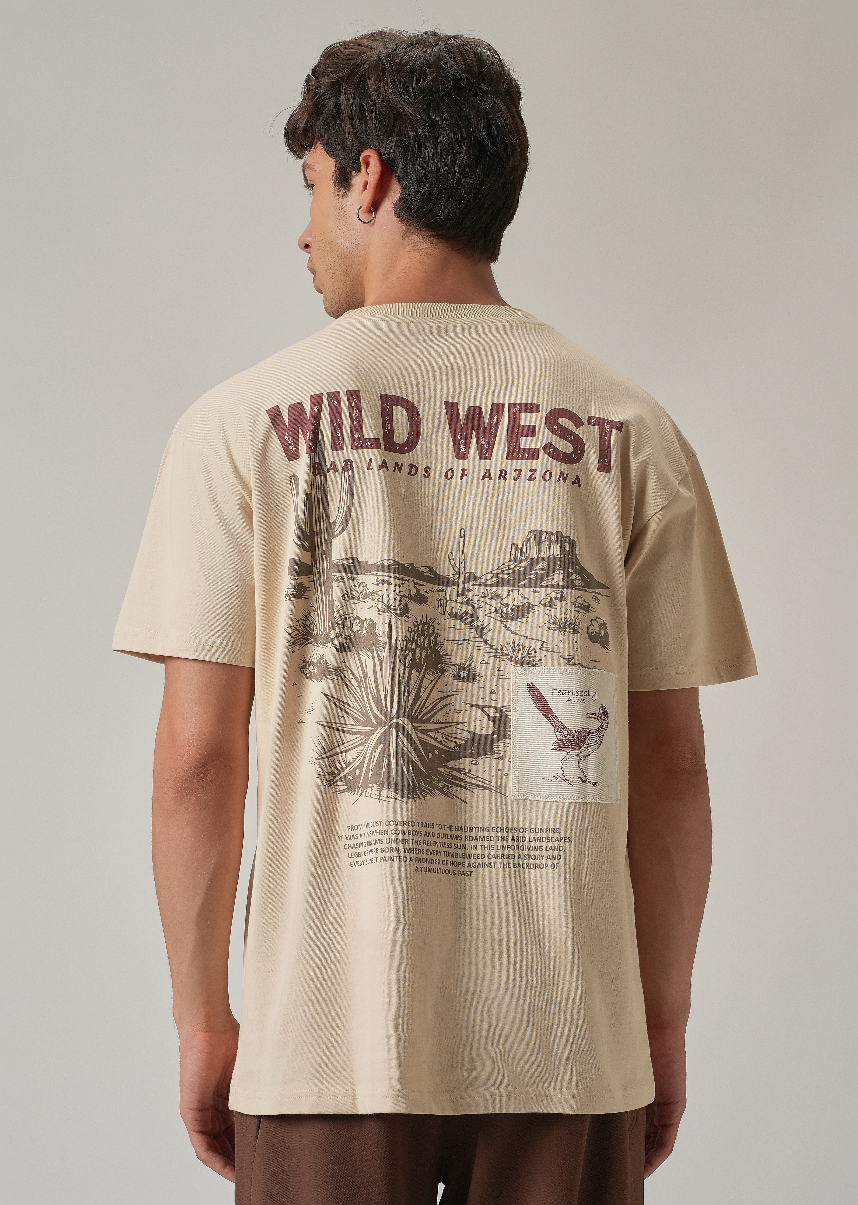 Light Beige Back Printed Oversized T-Shirt - Image 3