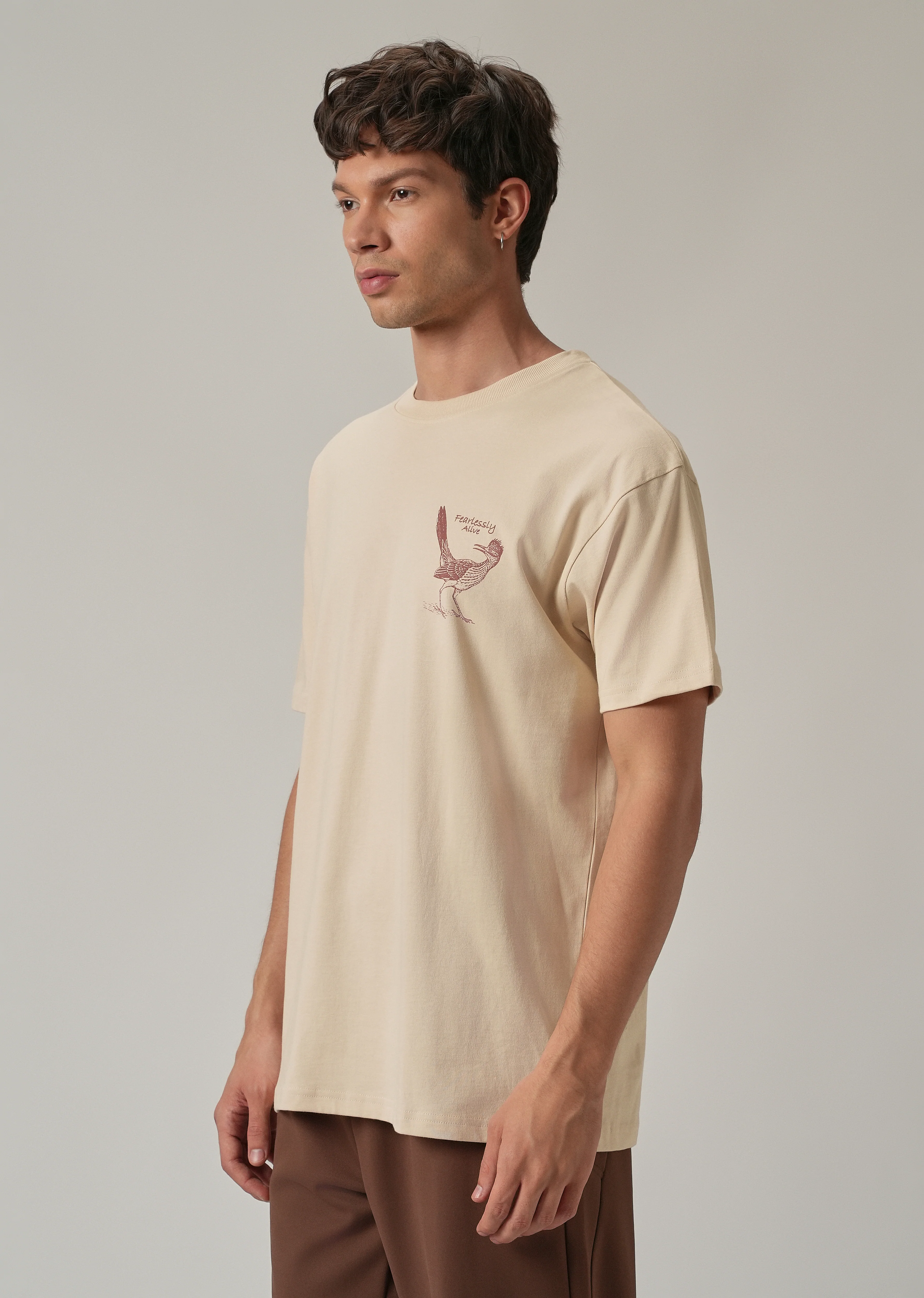 Light Beige Back Printed Oversized T-Shirt - Image 5