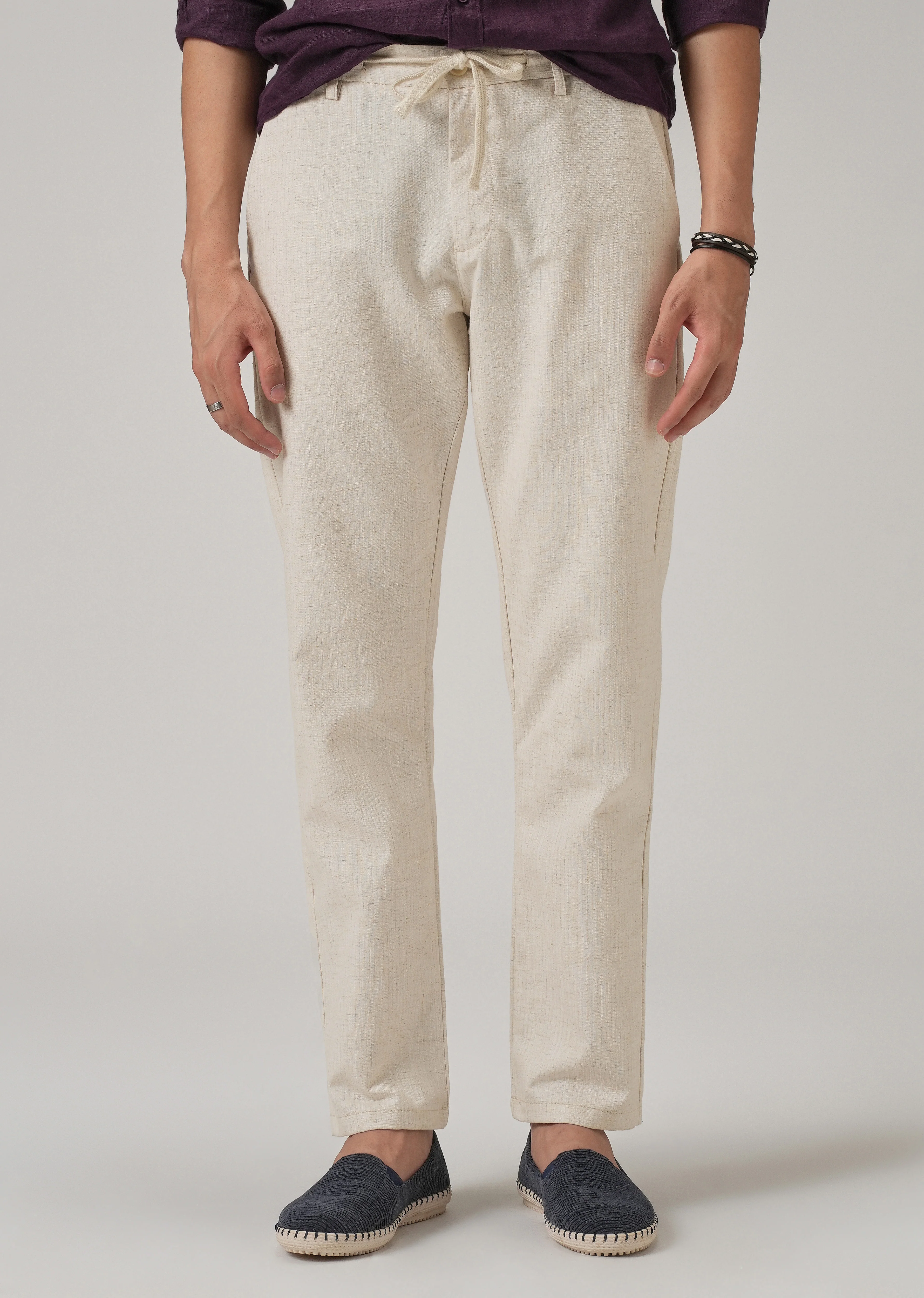 Light Beige Blended Linen Pant - Image 7
