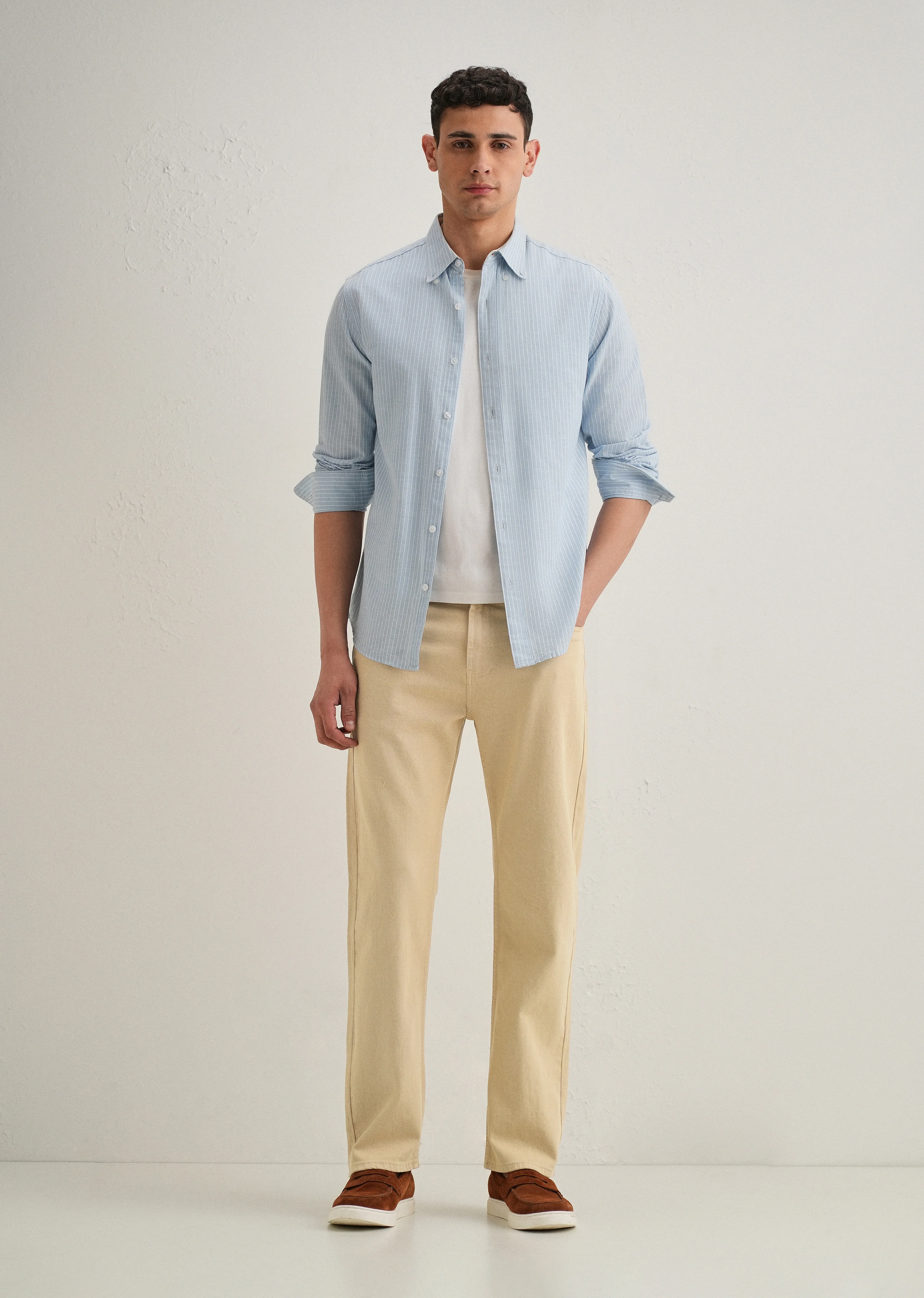 Light Beige Straight Fit Denim - Image 6
