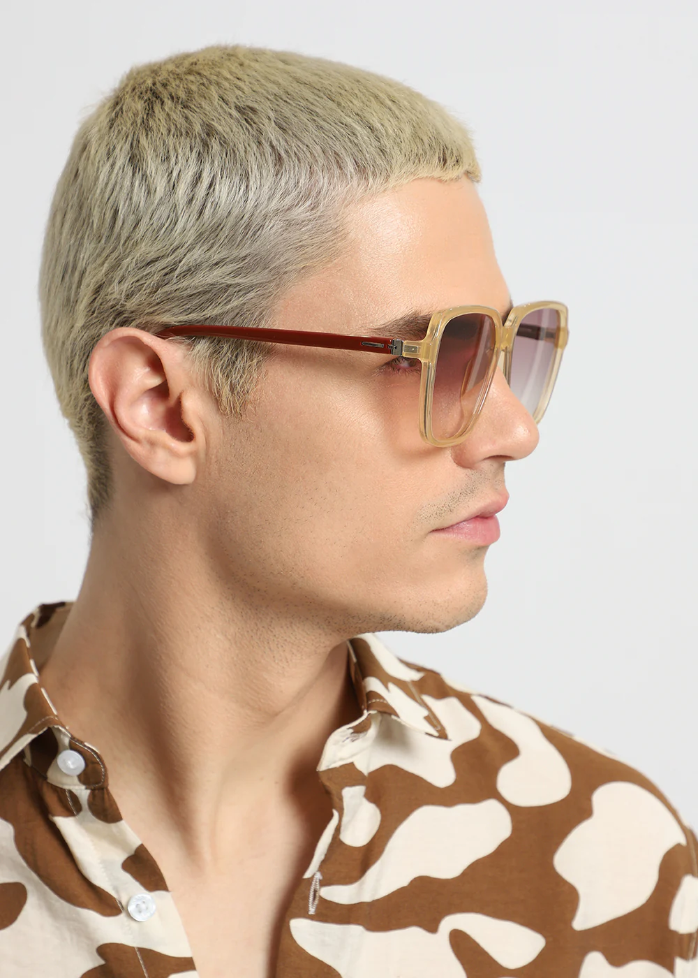 Light Beige Unisex Square sunglasses - Image 6