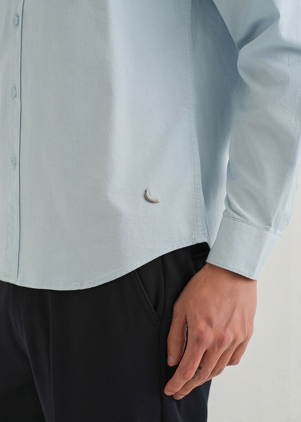 Light Blue Contrast Placket Shirt - Image 6