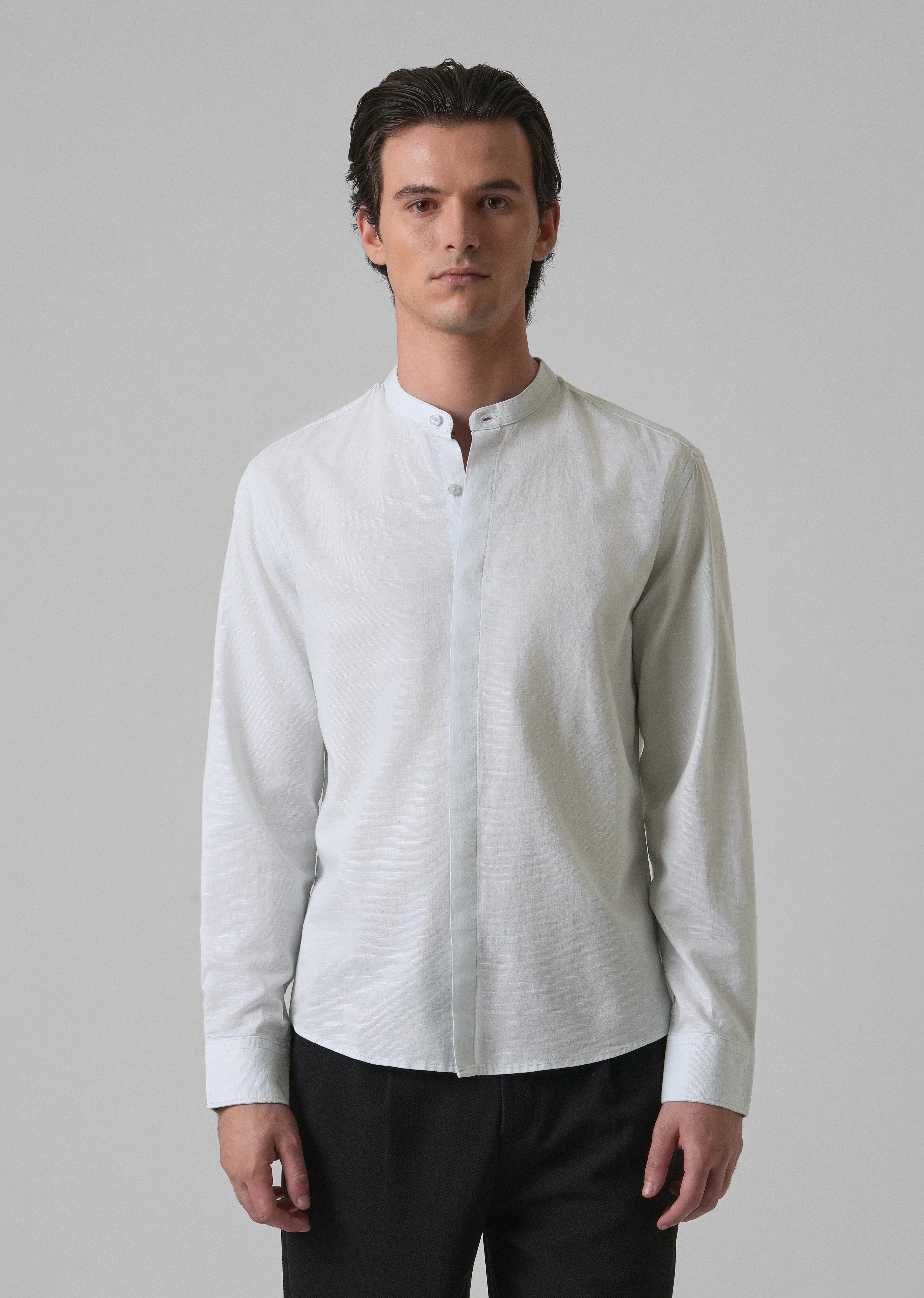 Light Blue Cotton Linen Shirt - Image 3