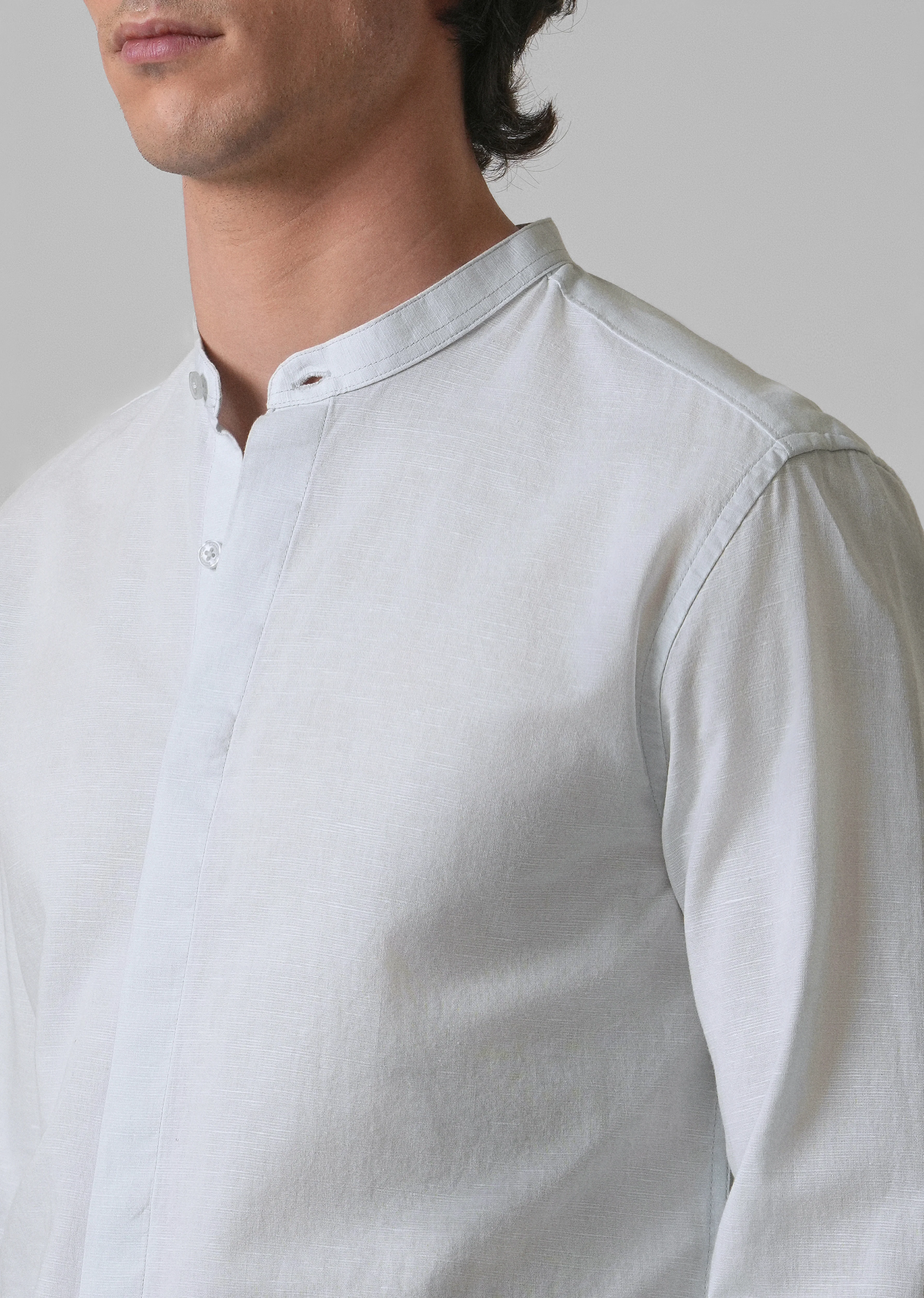Light Blue Cotton Linen Shirt - Image 5