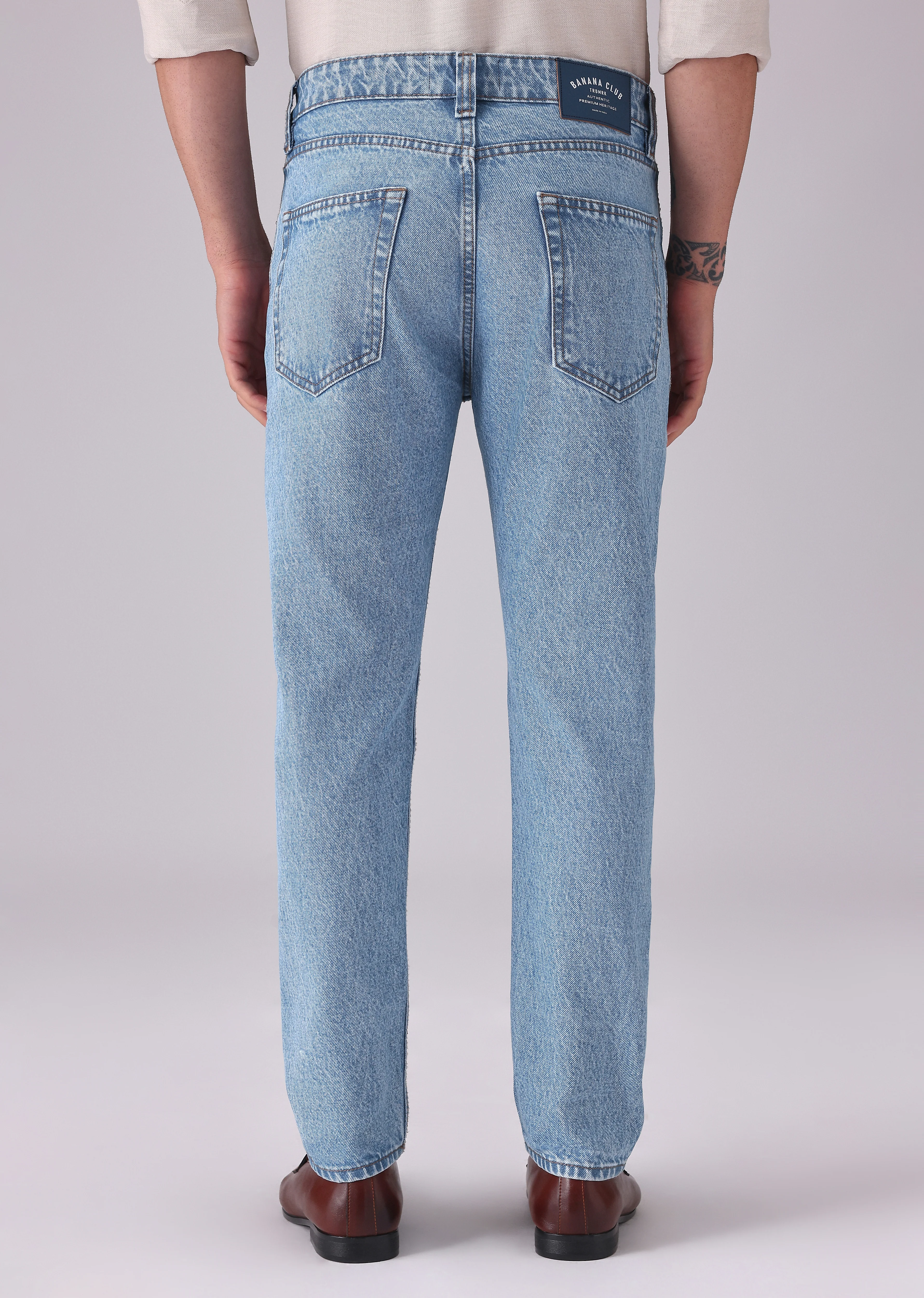 Light Blue Wash Carrot Fit Jeans - Image 2